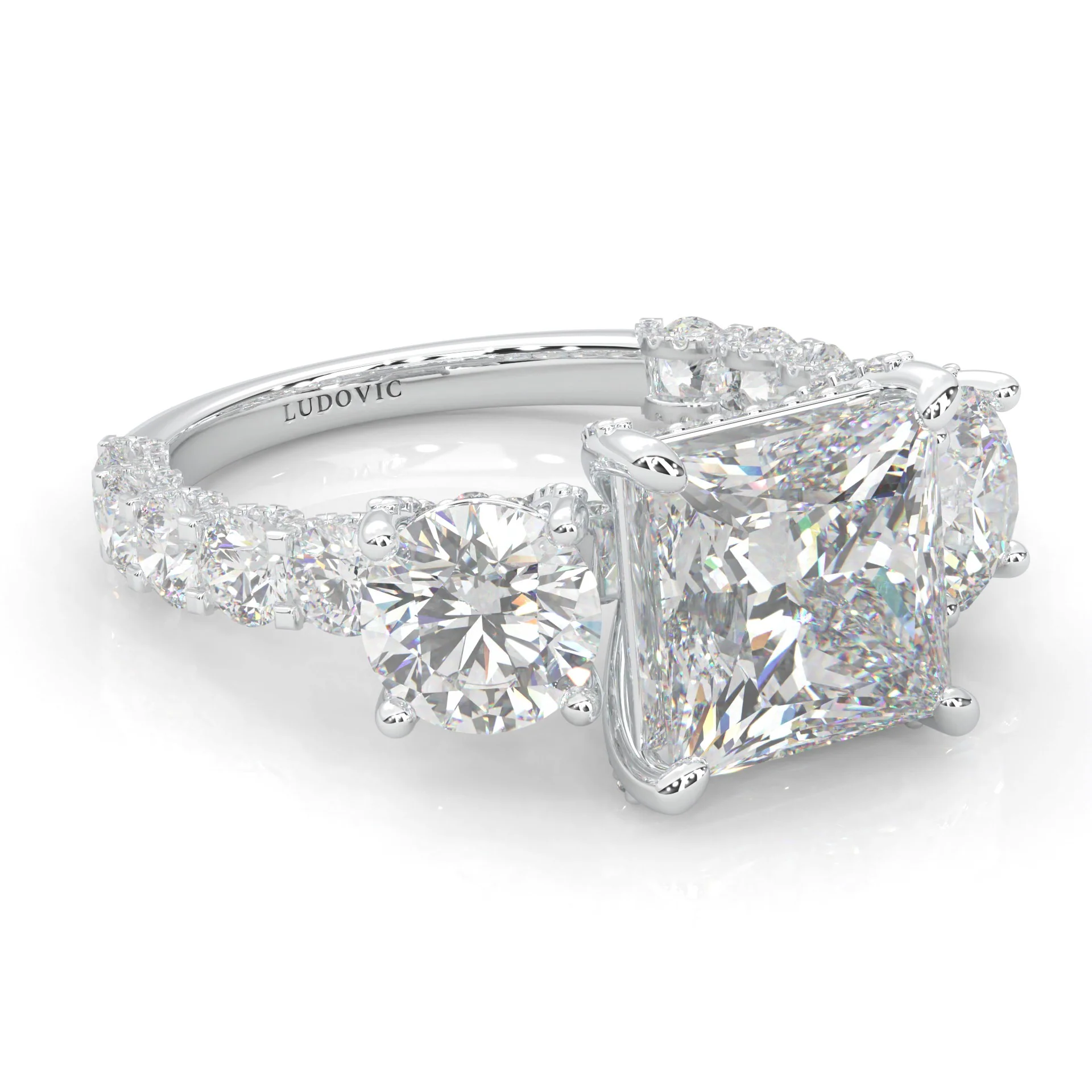 Supernova III - Ludovic Moissanite Ring (Platinum-Plated Silver) - Image 3