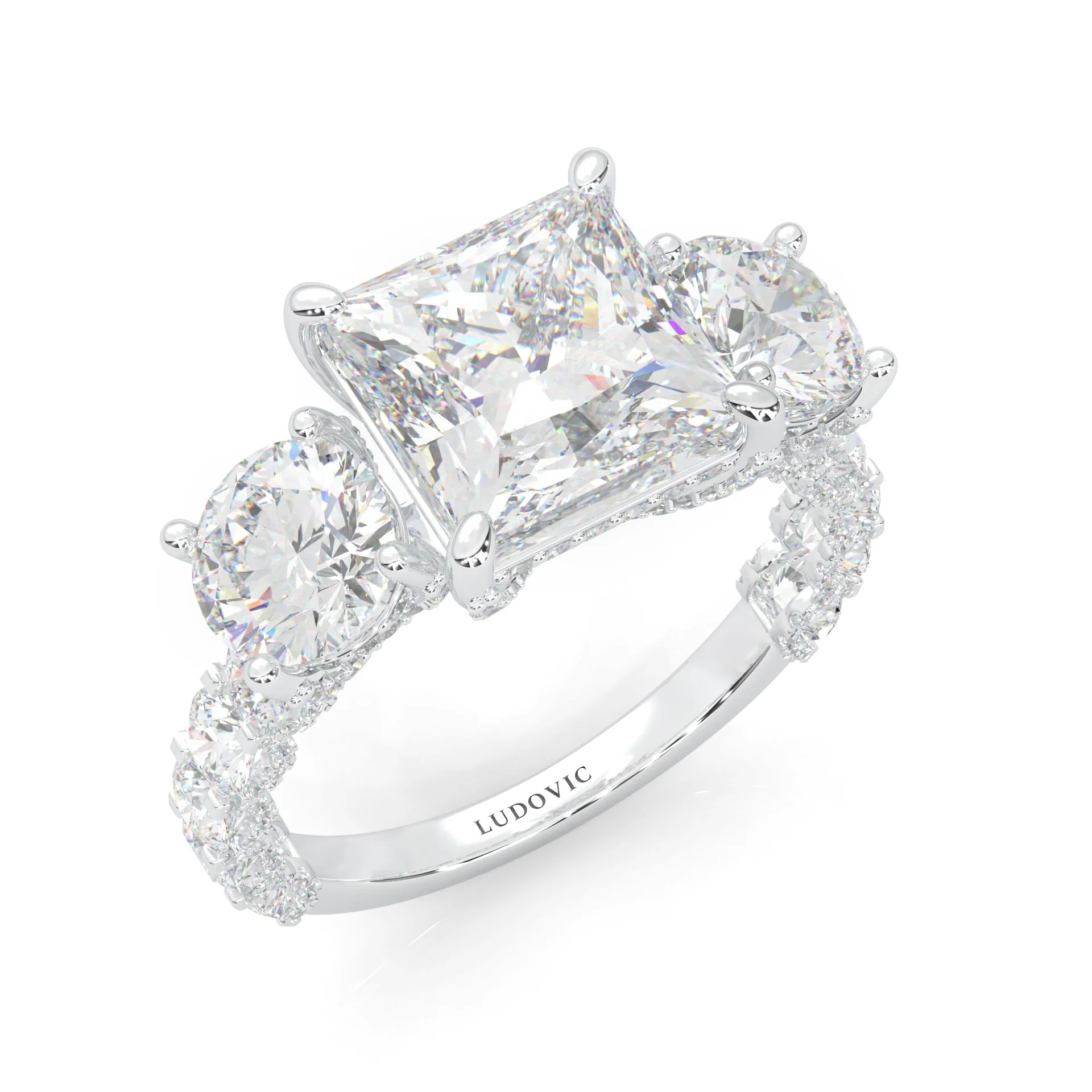 Supernova III - Ludovic Moissanite Ring (Platinum-Plated Silver) - Image 7