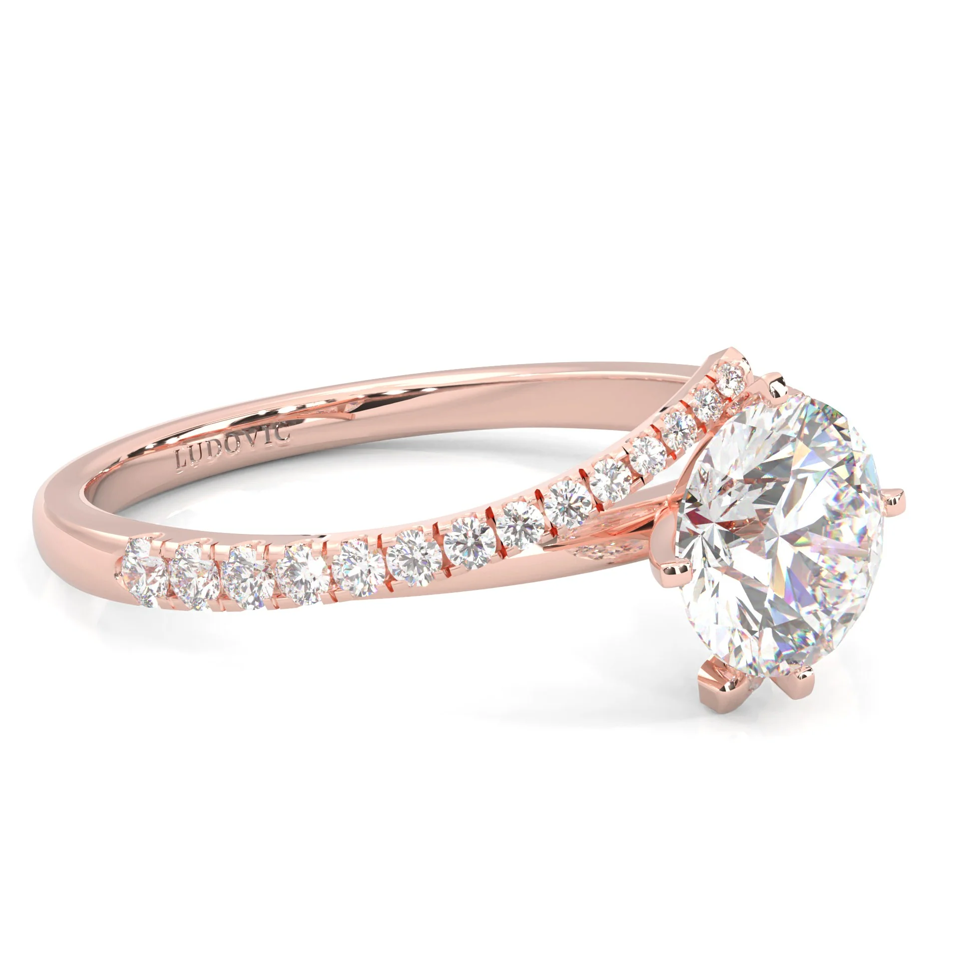Luna Arc Moissanite Engagement Ring (Rose Gold 14k) - Image 2