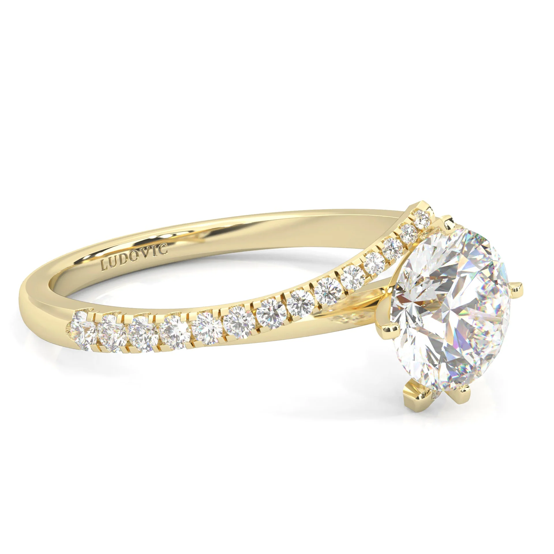 Luna Arc Moissanite Engagement Ring ( Yellow Gold 14k) - Image 2