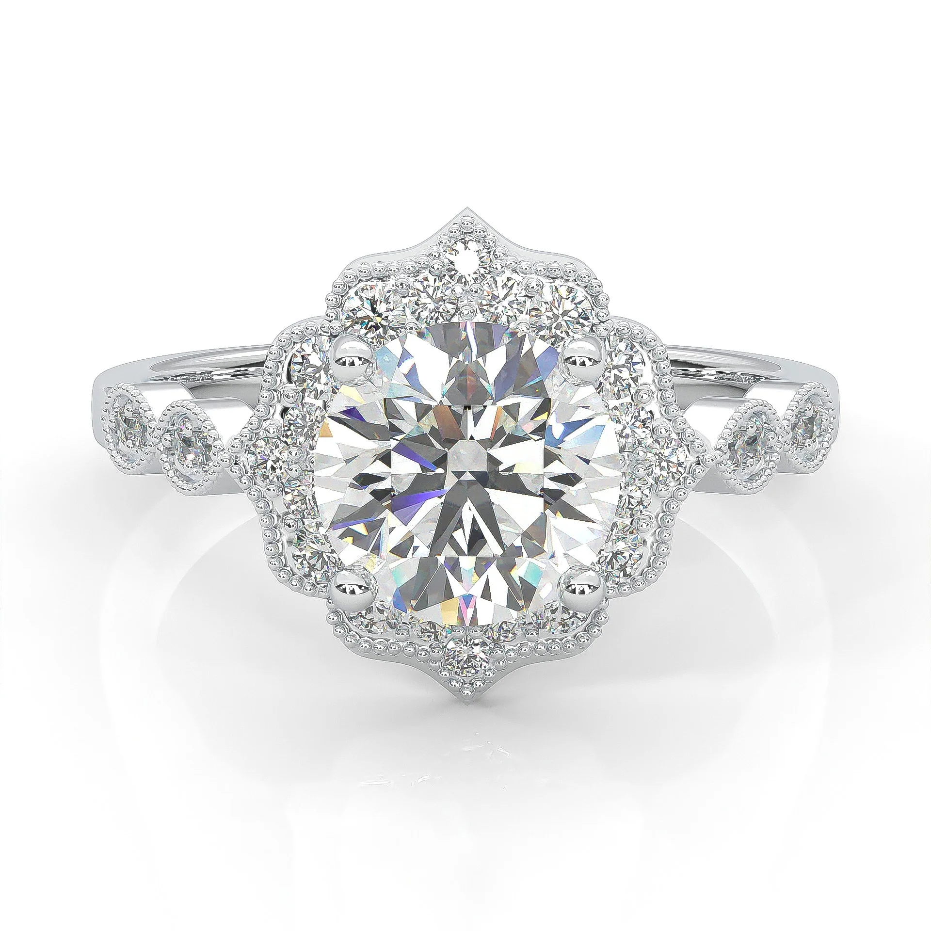 The Antique Halo Moissanite engagment ring (14k Solid Gold)