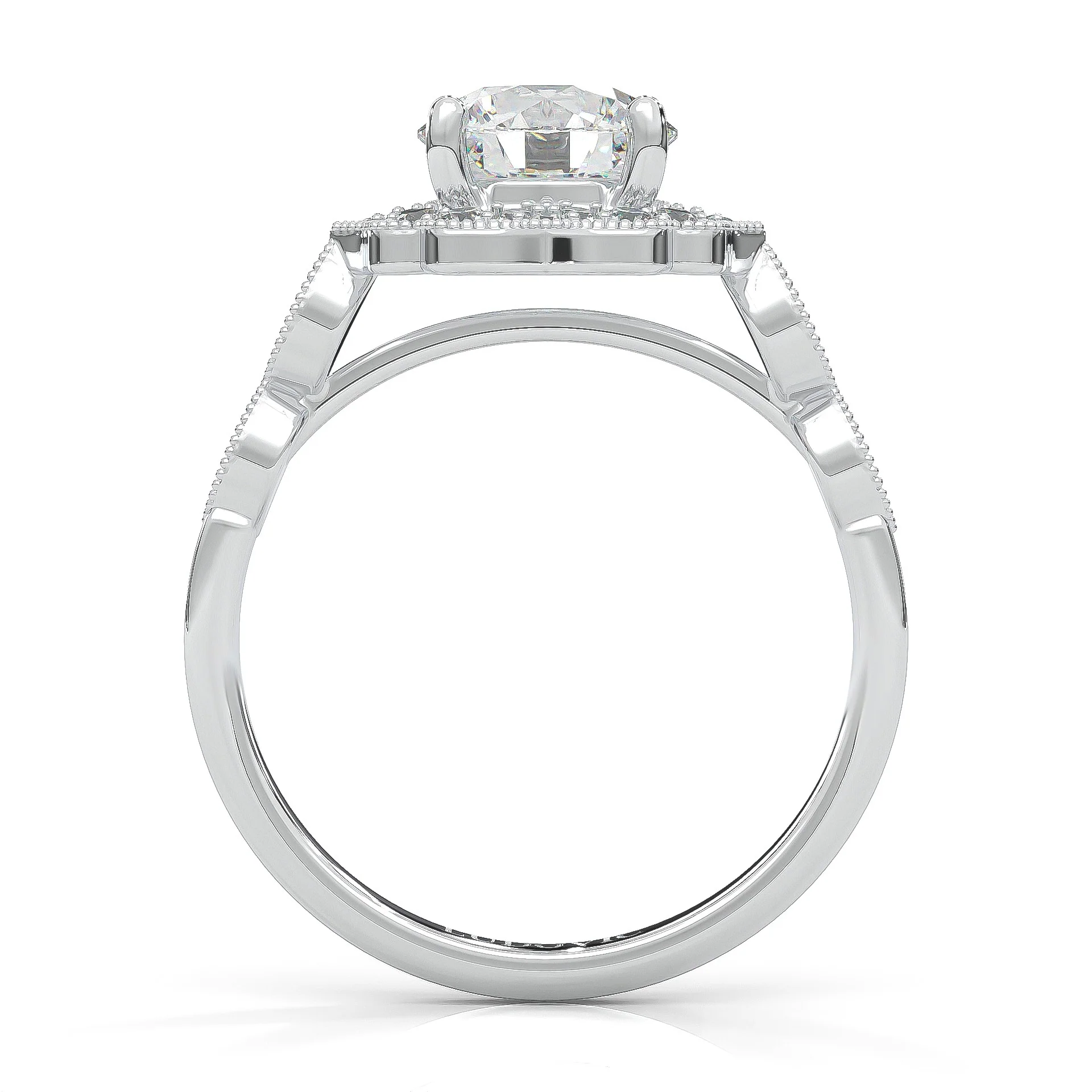 The Antique Halo Moissanite engagment ring (14k Solid Gold) - Image 4