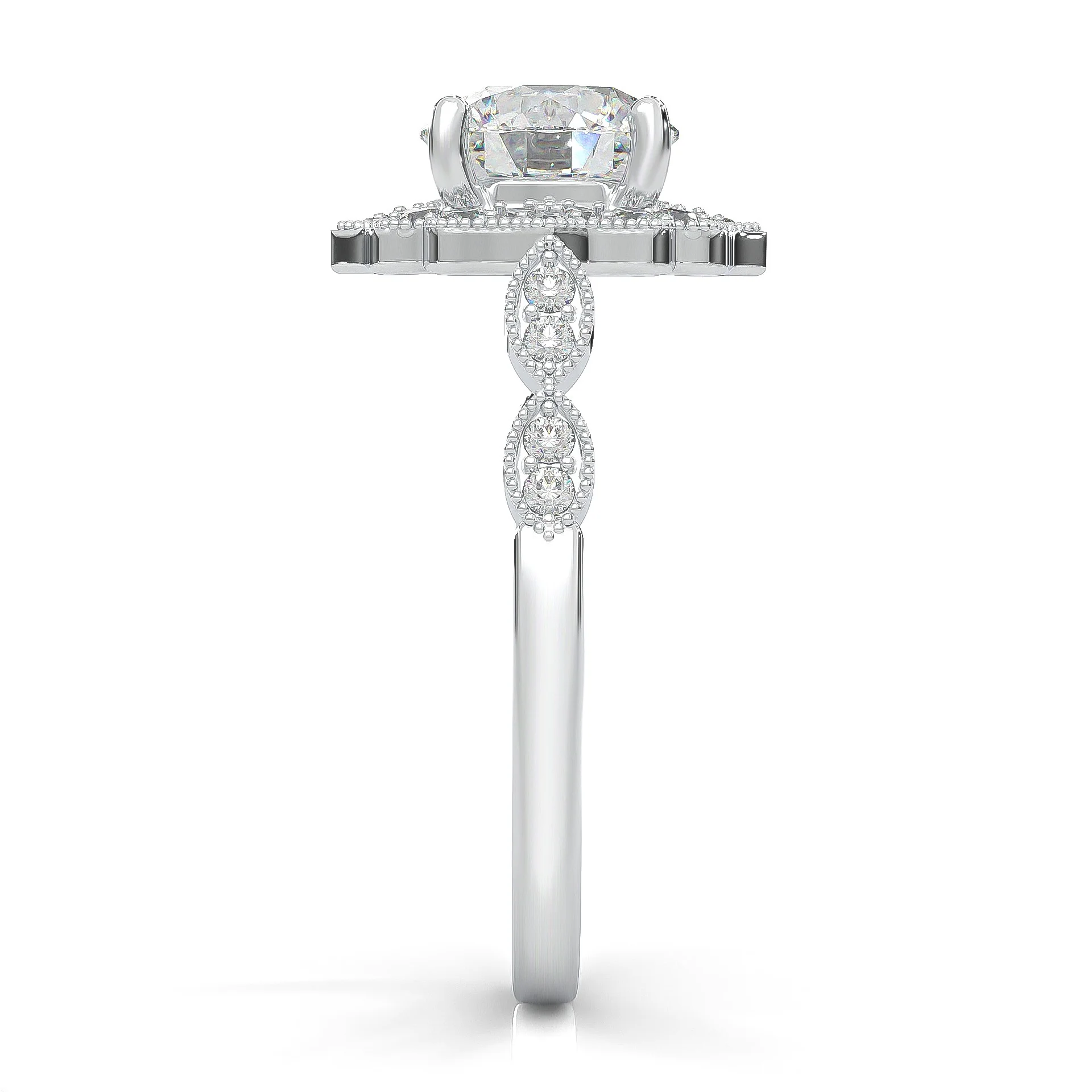 The Antique Halo Moissanite engagment ring (14k Solid Gold) - Image 5