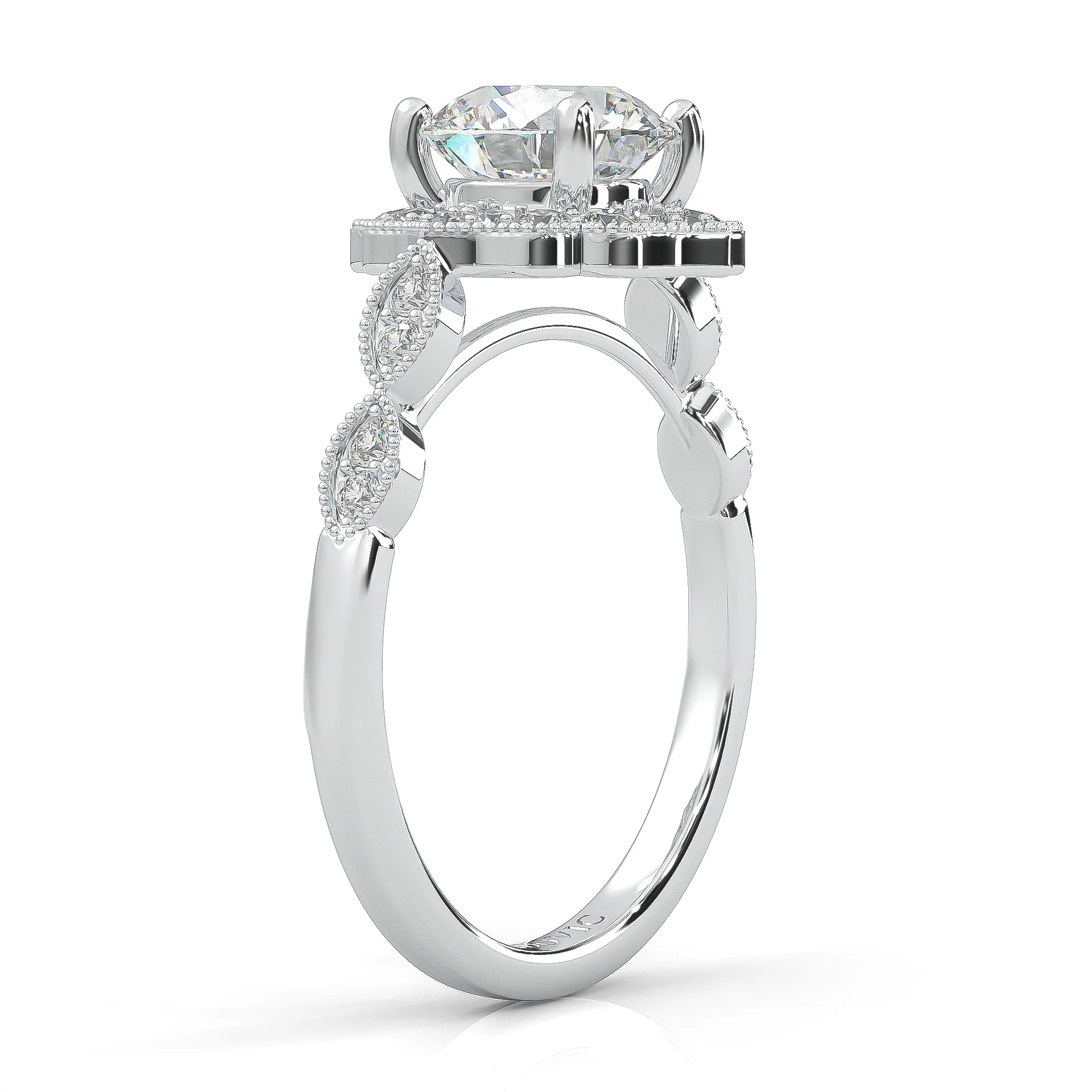 The Antique Halo Moissanite engagment ring (14k Solid Gold) - Image 6