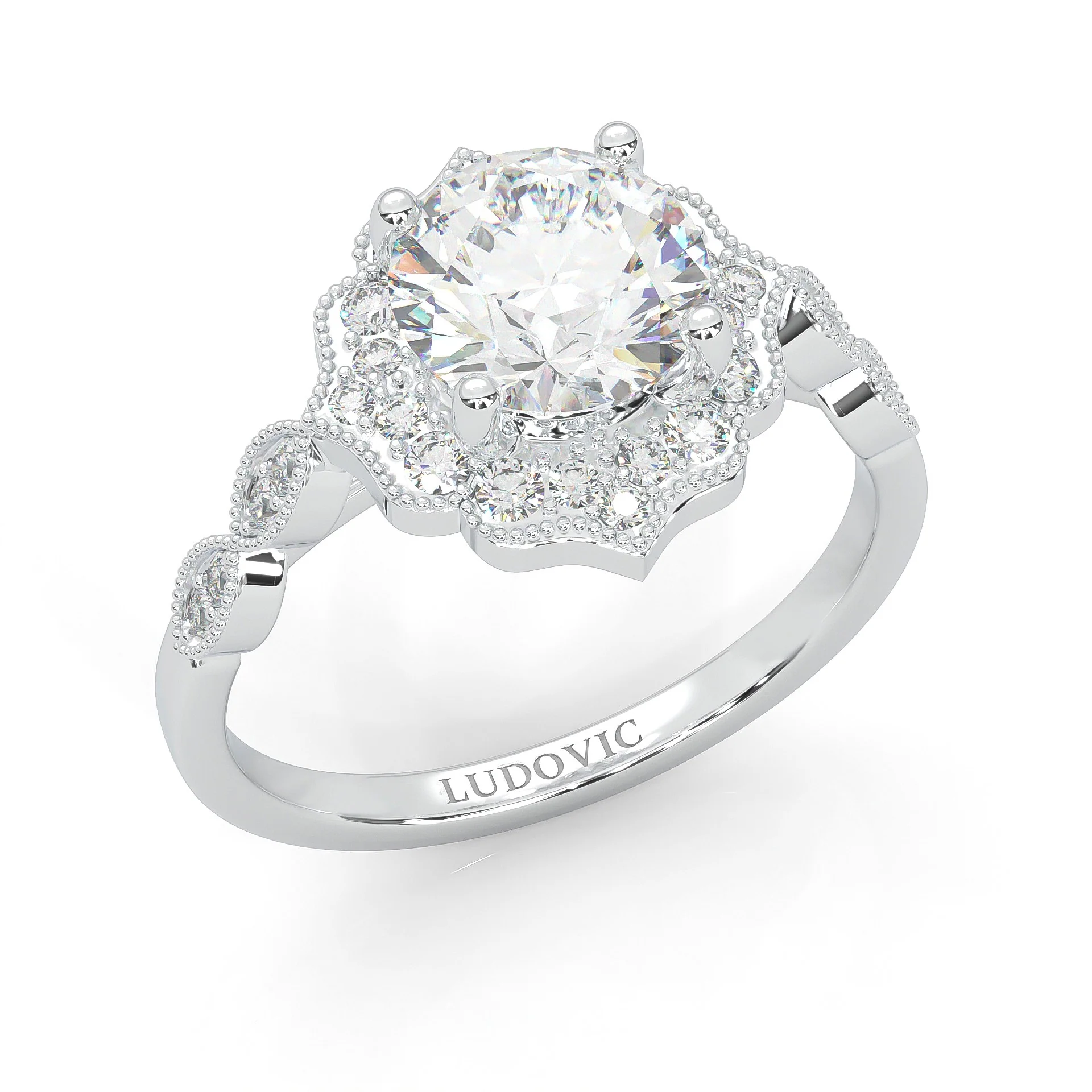 The Antique Halo Moissanite engagment ring (14k Solid Gold) - Image 7