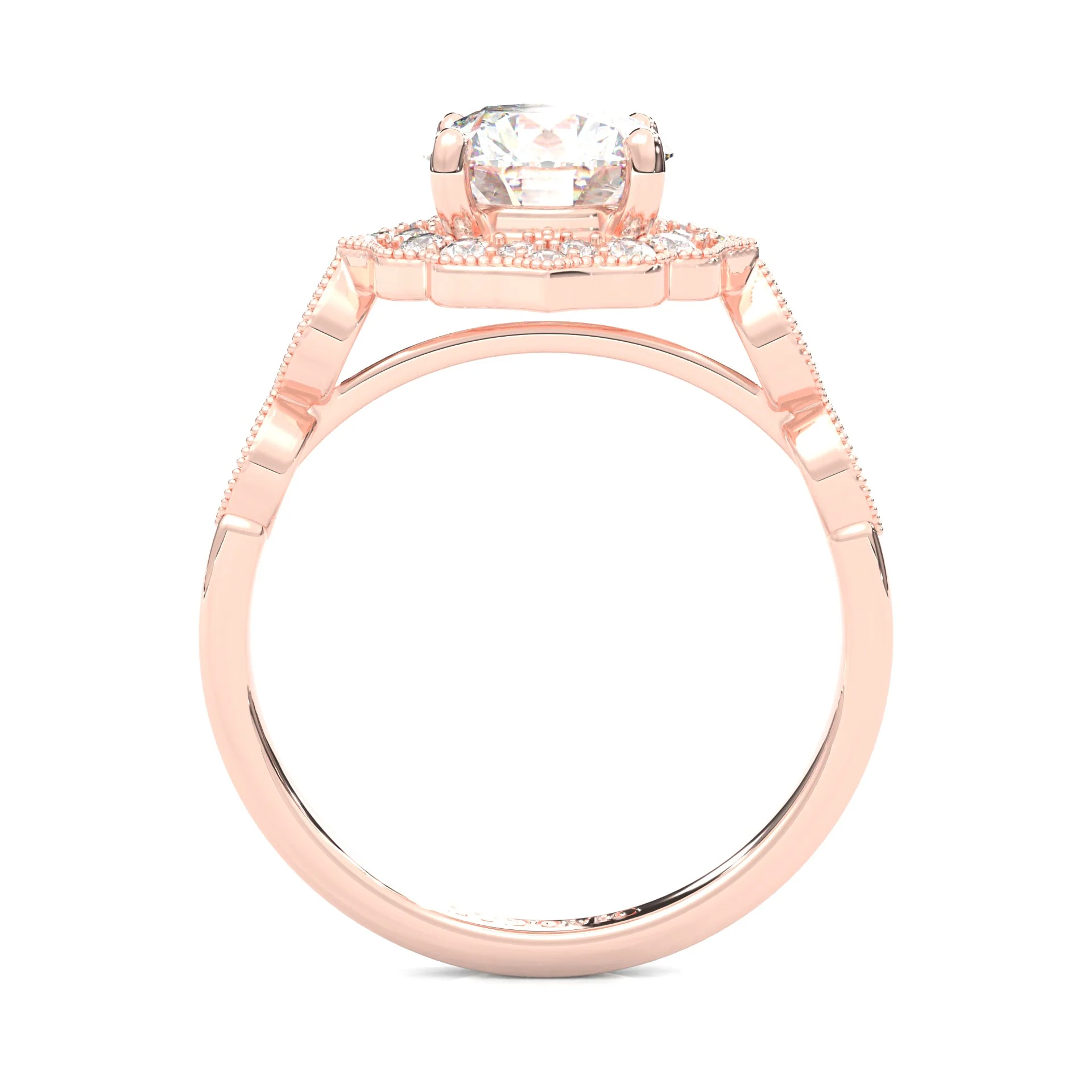 The Antique Halo Moissanite engagment ring ( Rose Gold 14K ) - Image 4