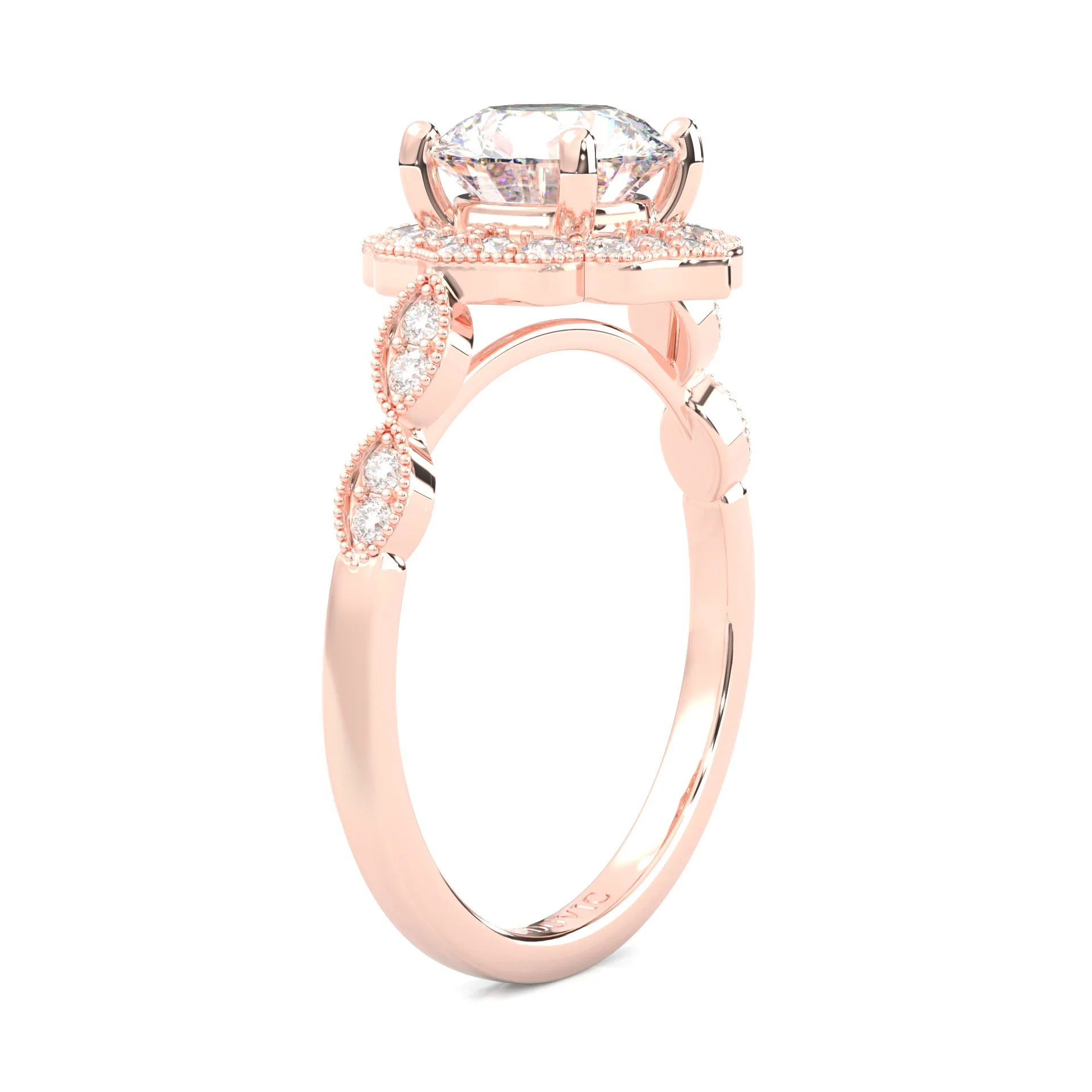 The Antique Halo Moissanite engagment ring ( Rose Gold 14K ) - Image 5