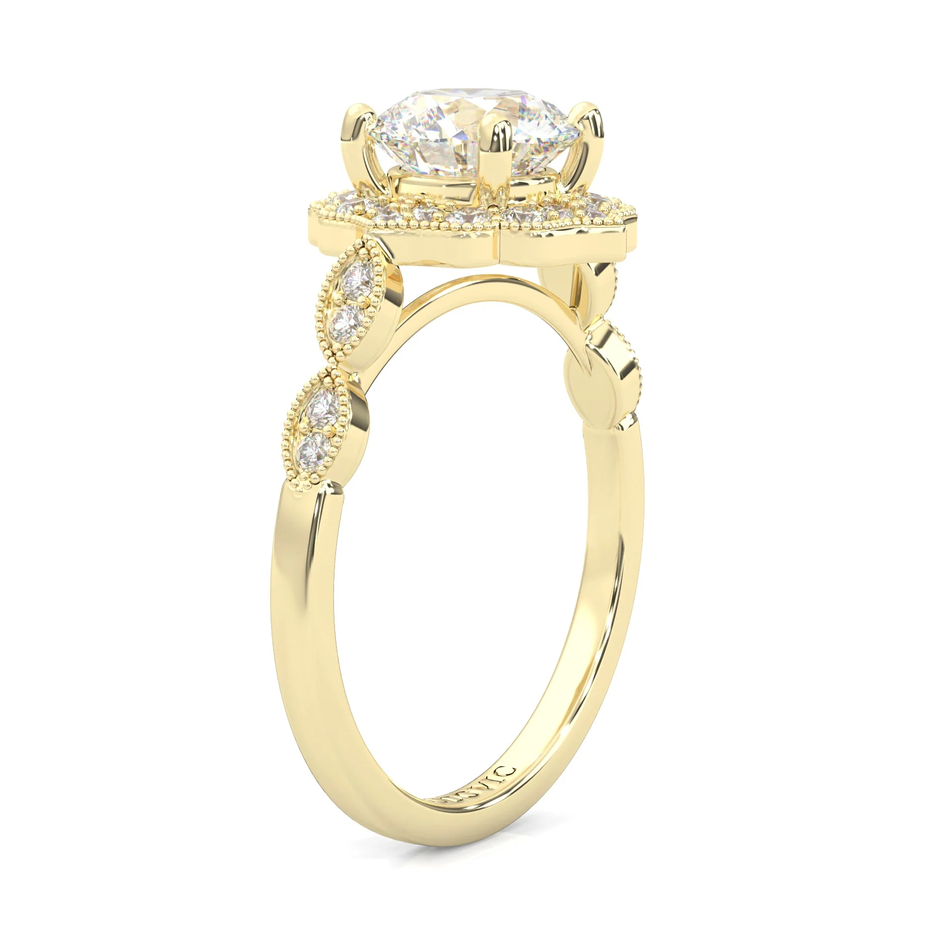 The Antique Halo Moissanite engagment ring ( Yellow Gold 14K ) - Image 6
