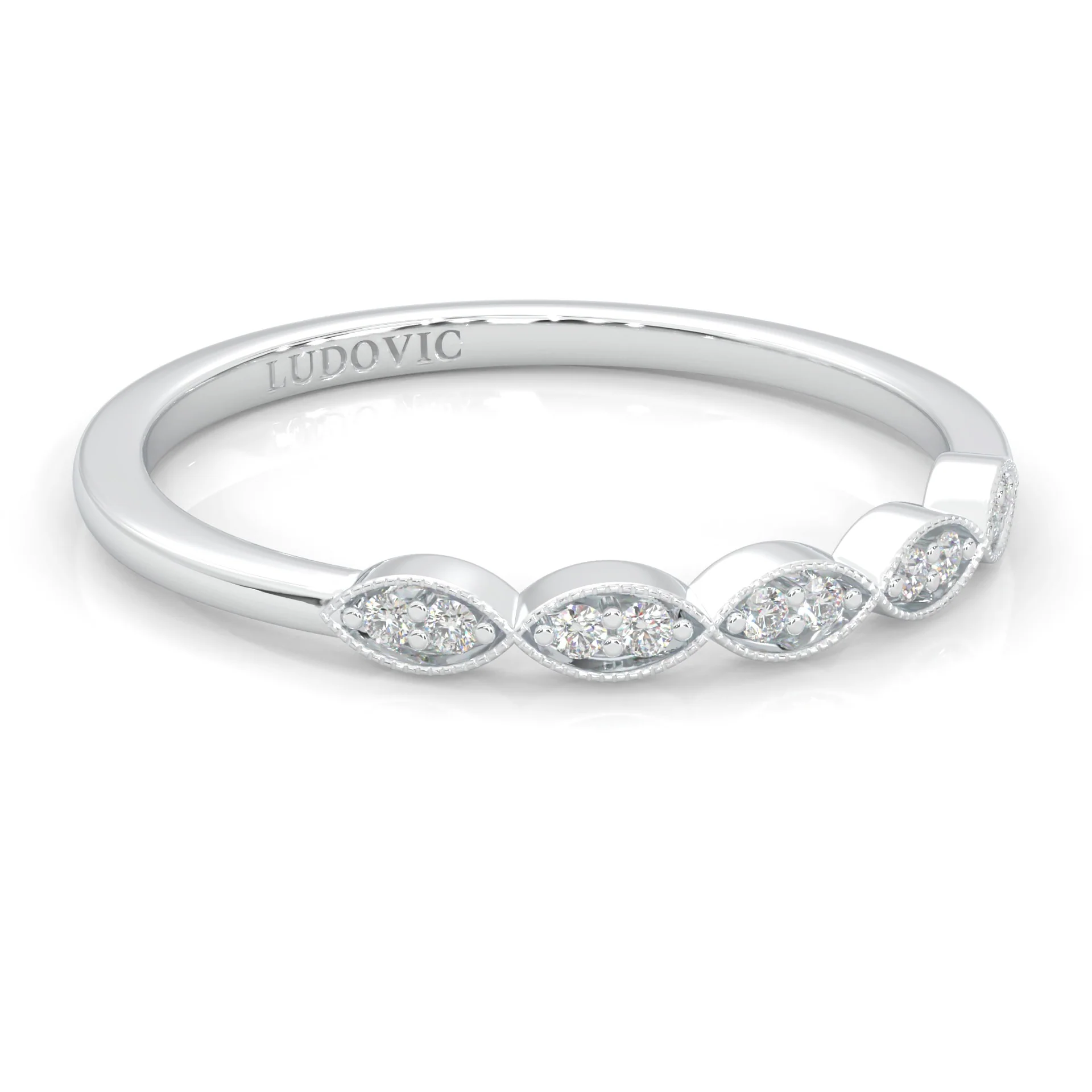 The Antique Halo Moissanite Wedding Band - Image 3