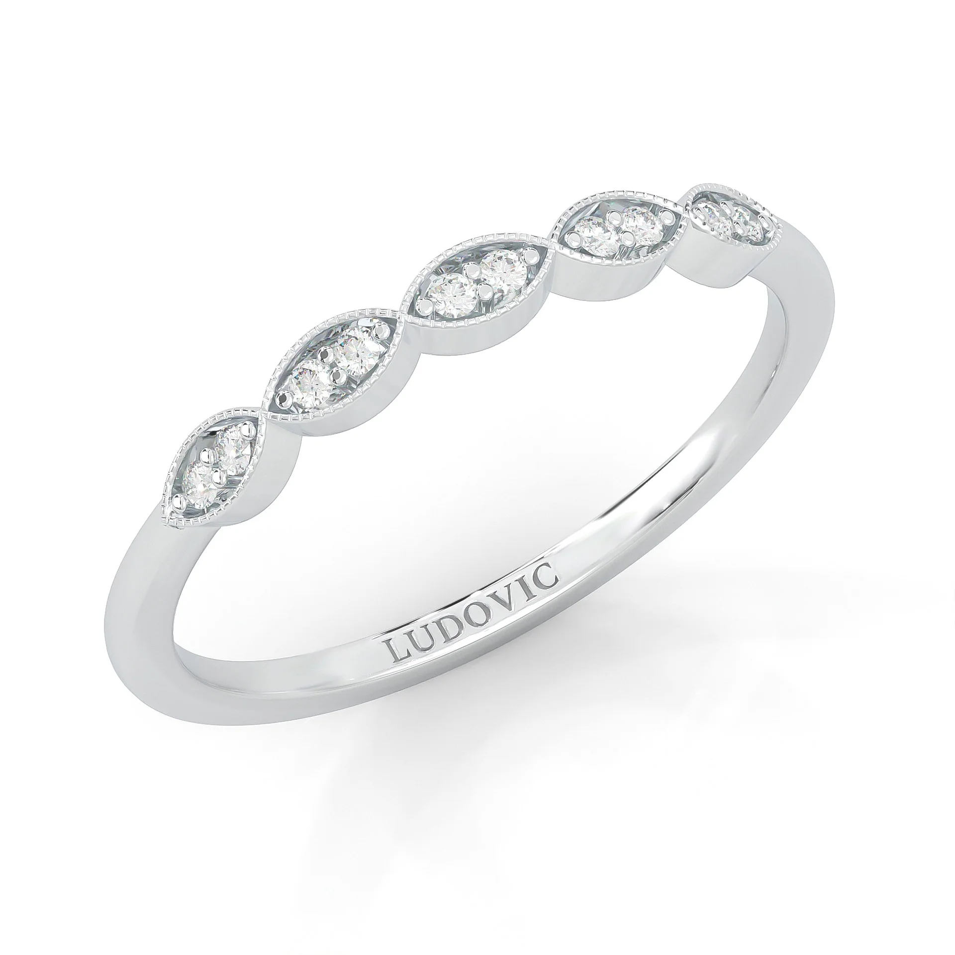 The Antique Halo Moissanite Wedding Band - Image 7