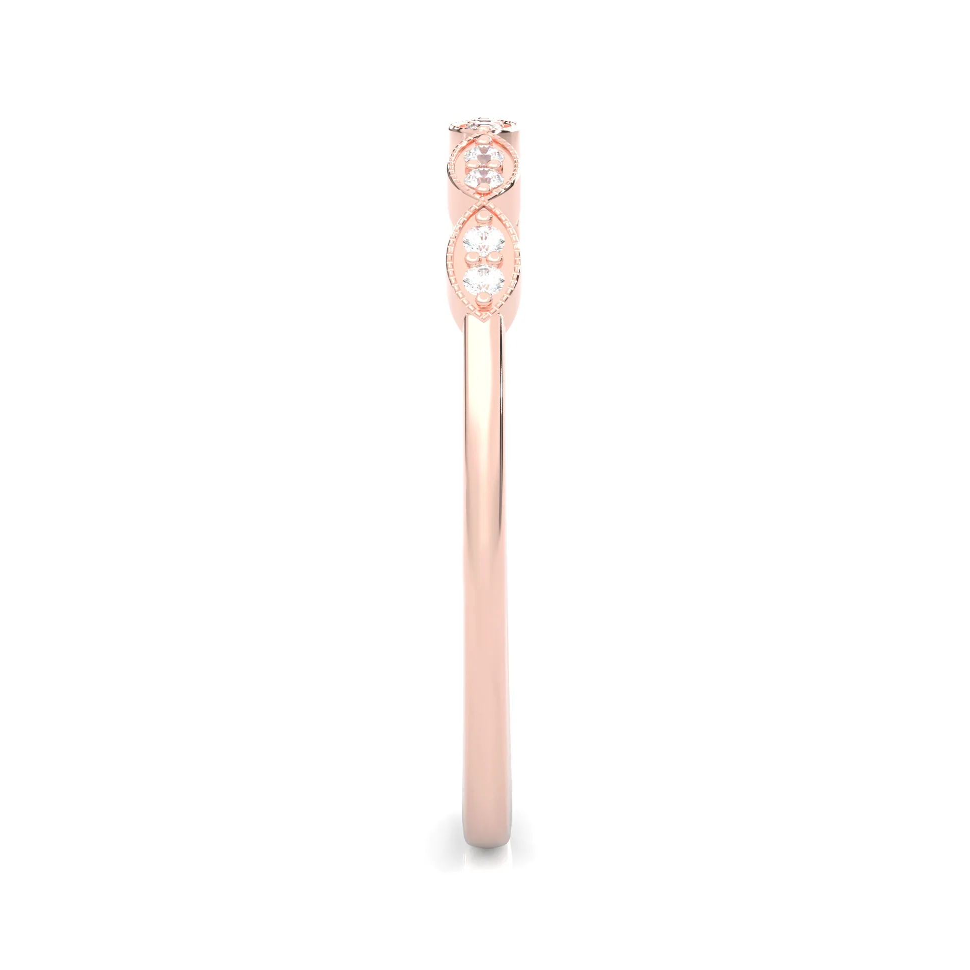 The Antique Halo Moissanite Wedding Band ( Rose Gold ) - Image 4