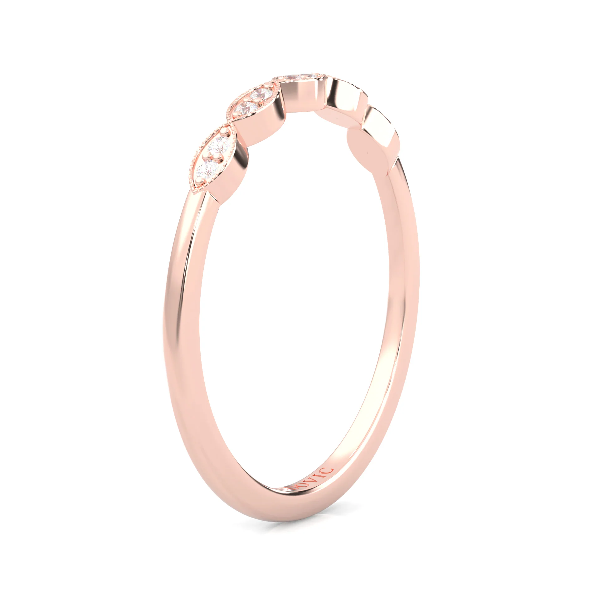 The Antique Halo Moissanite Wedding Band ( Rose Gold ) - Image 5