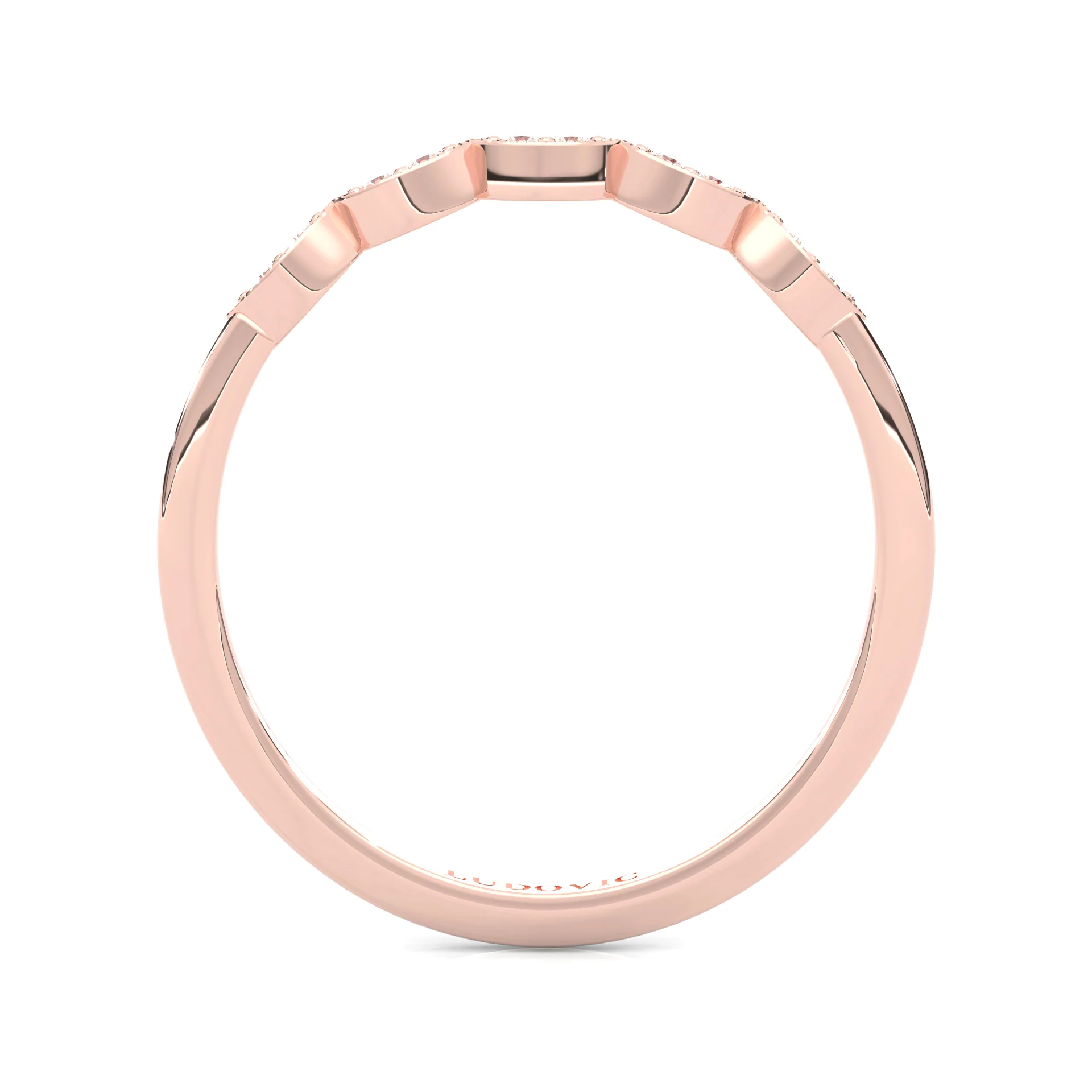 The Antique Halo Moissanite Wedding Band ( Rose Gold ) - Image 6