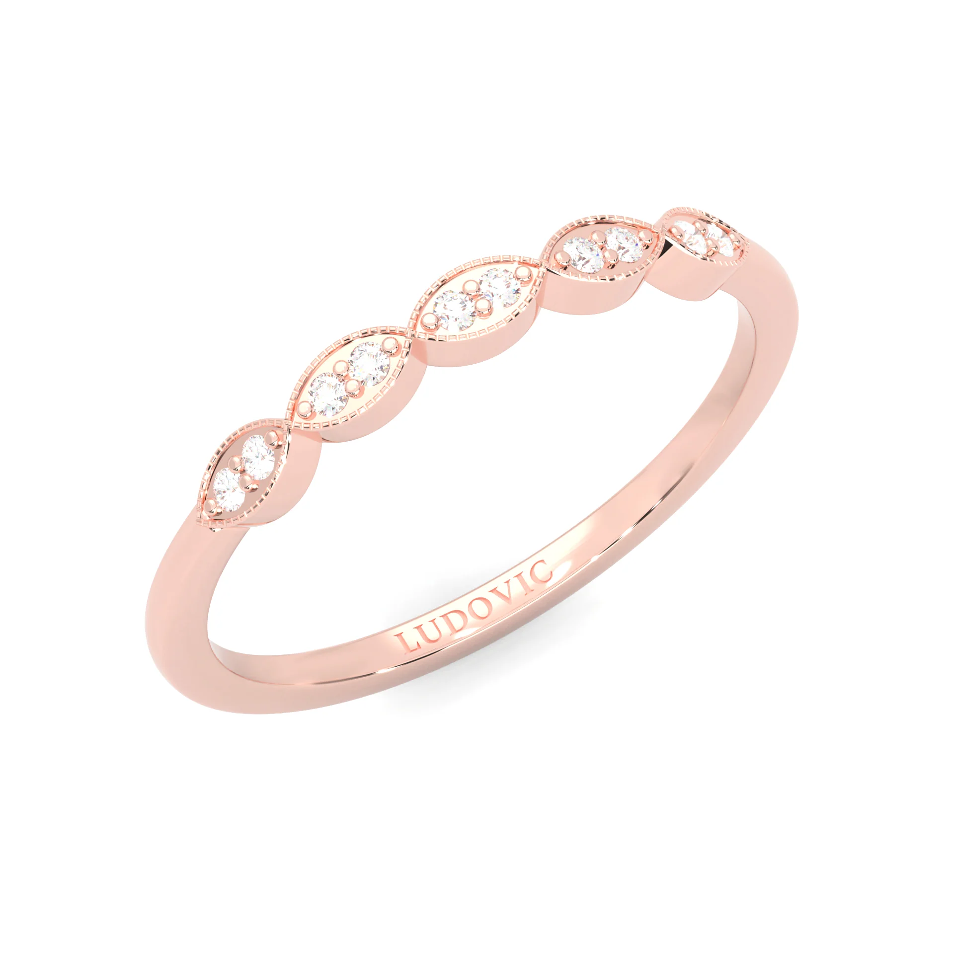 The Antique Halo Moissanite Wedding Band ( Rose Gold ) - Image 7