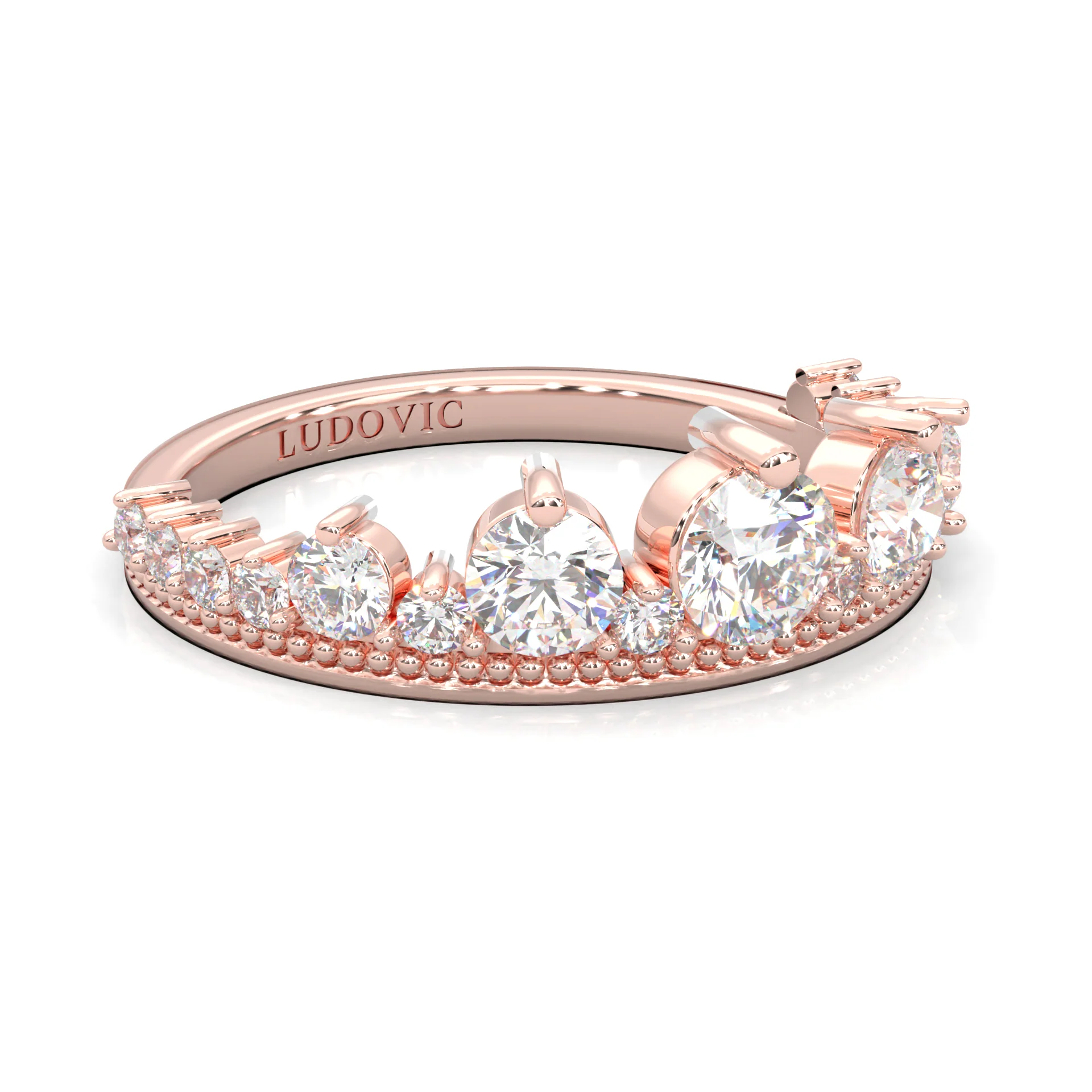 The Austere Spirit Moissanite Wedding Band ( Rose Gold ) - Image 3