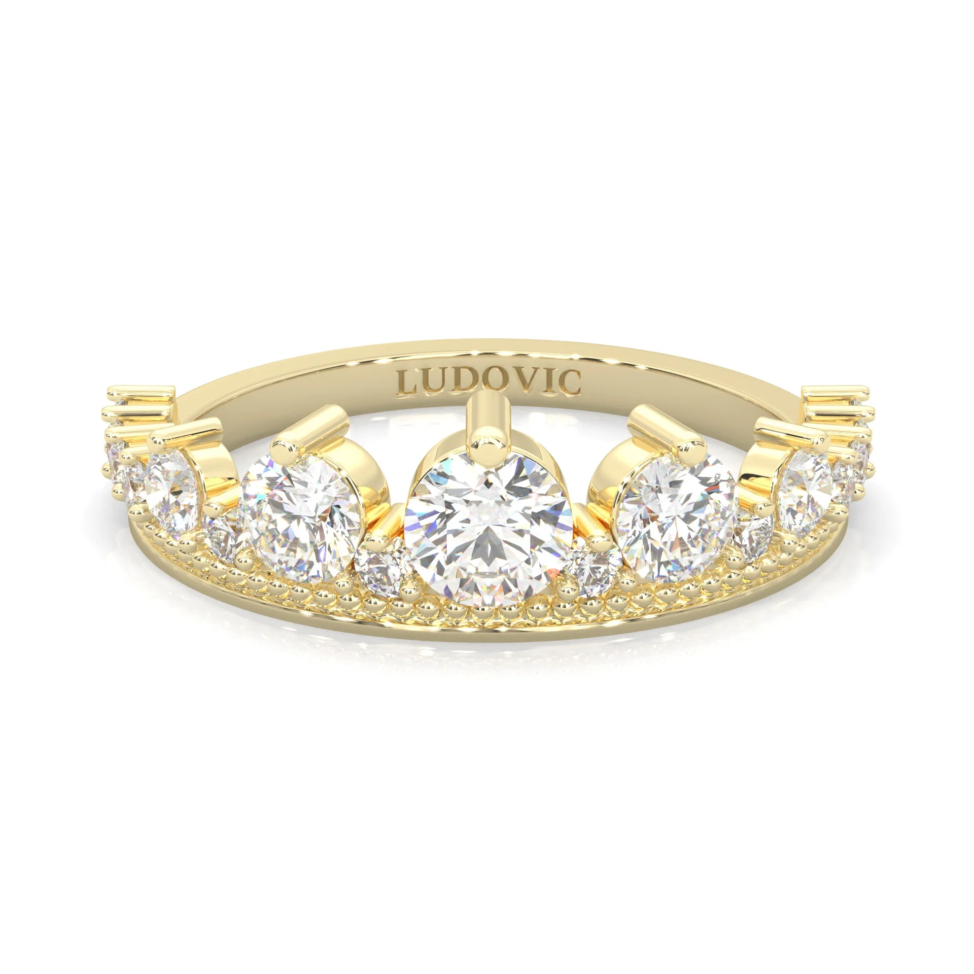 The Austere Spirit Moissanite Wedding Band ( Yellow Gold )