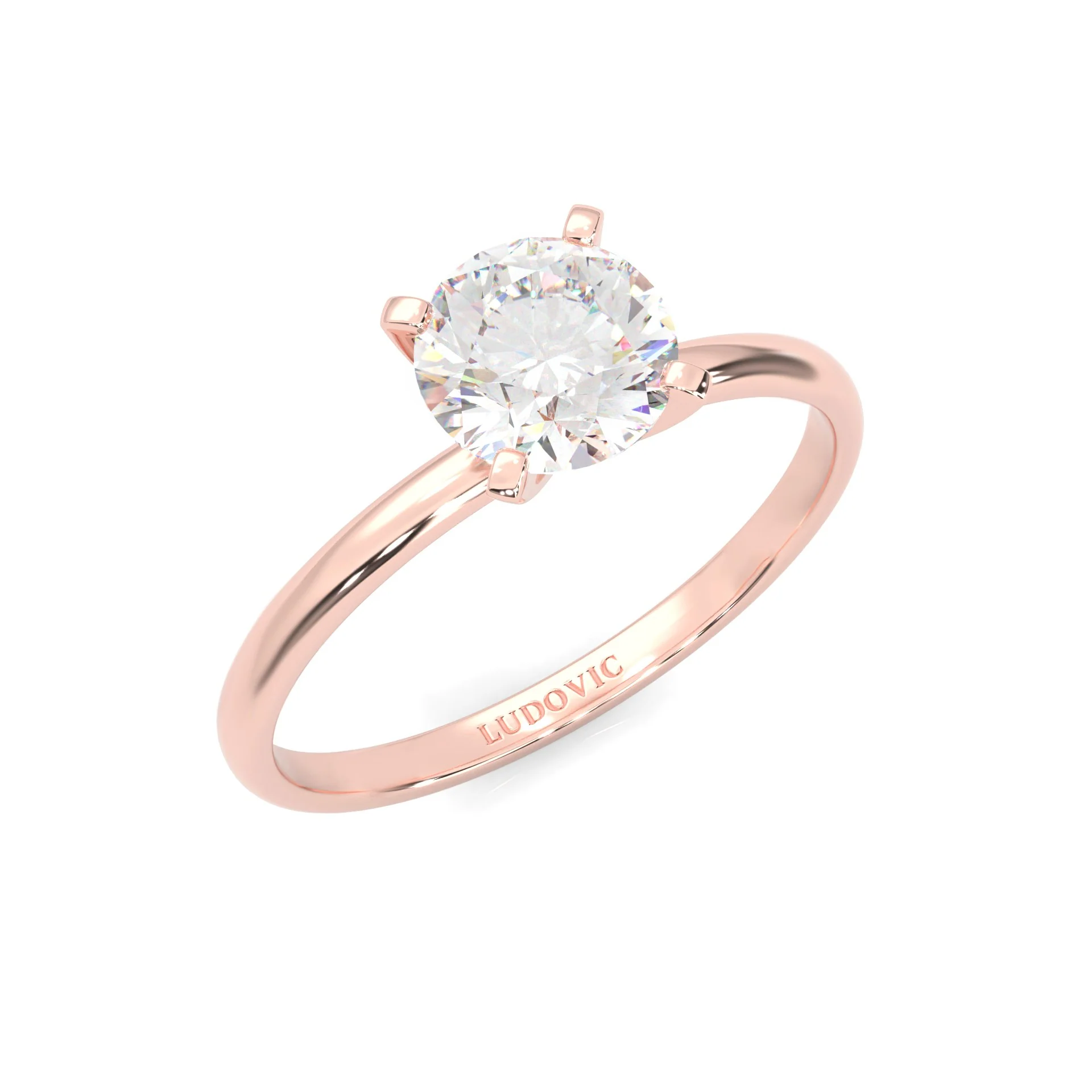 The Classic Moissanite Engagement Ring ( Rose Gold 14K ) - Image 7
