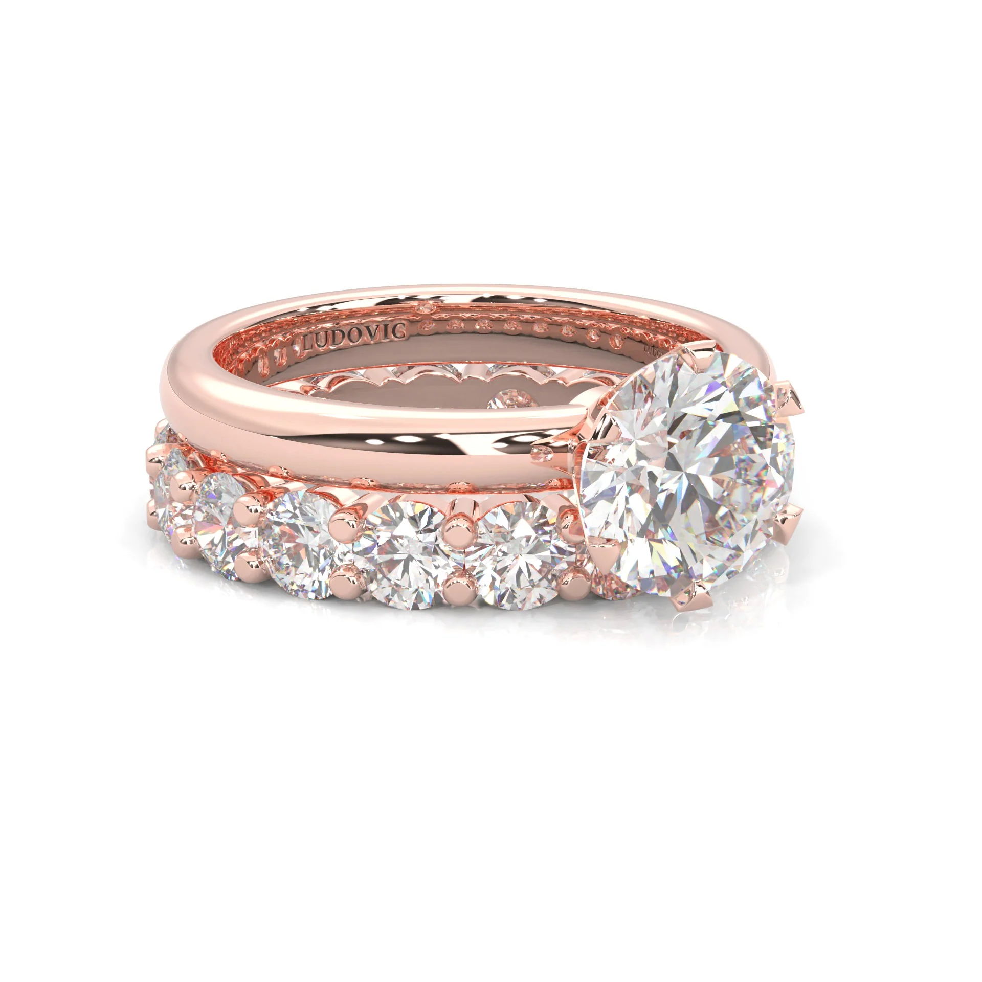 The Classic Moissanite Wedding Set II (14k Solid Rose Gold) - Image 3