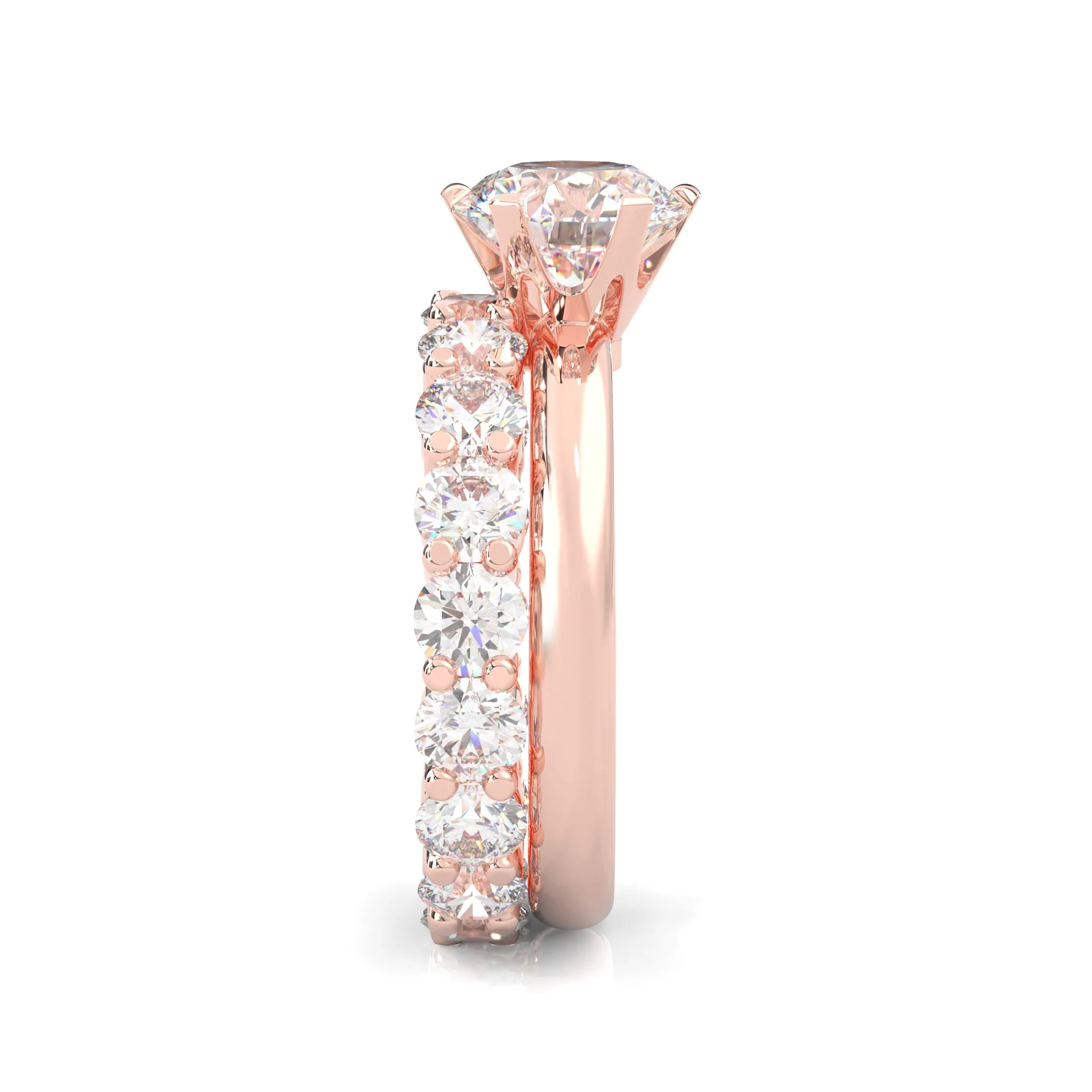 The Classic Moissanite Wedding Set II (14k Solid Rose Gold) - Image 4