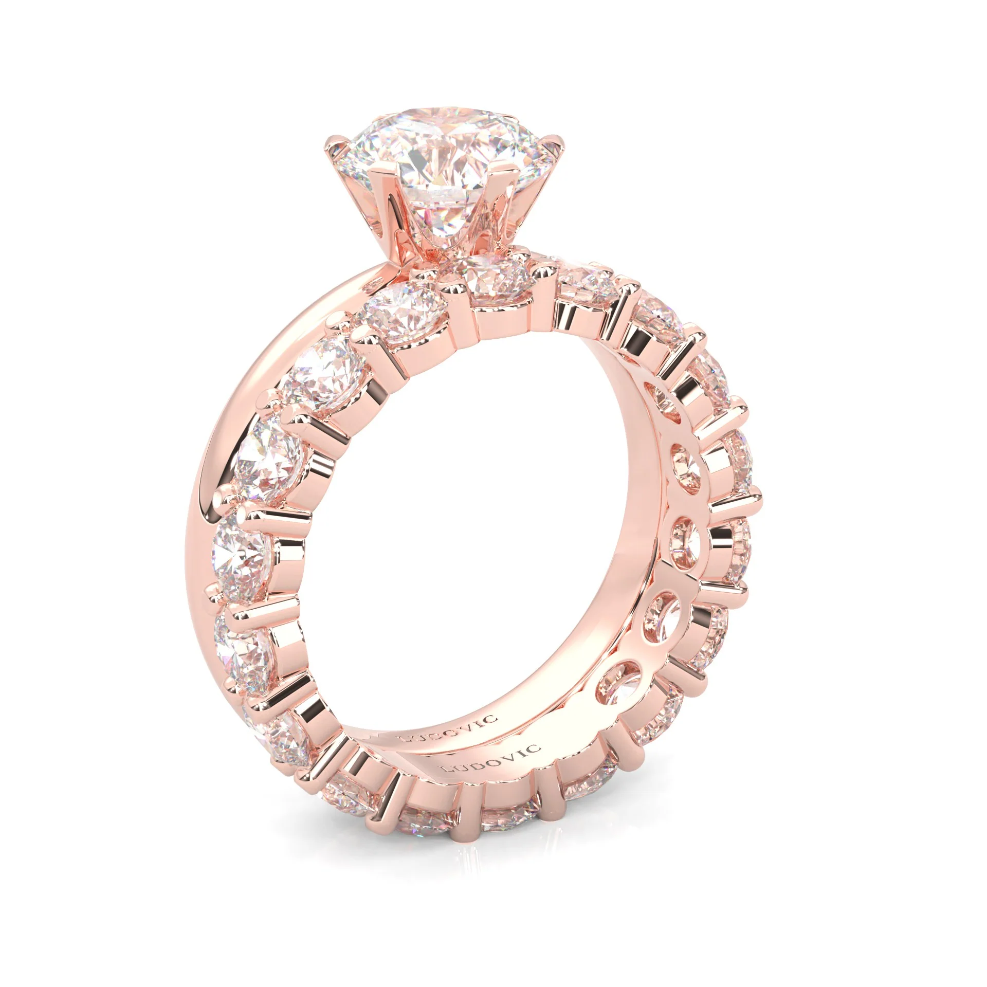 The Classic Moissanite Wedding Set II (14k Solid Rose Gold) - Image 6