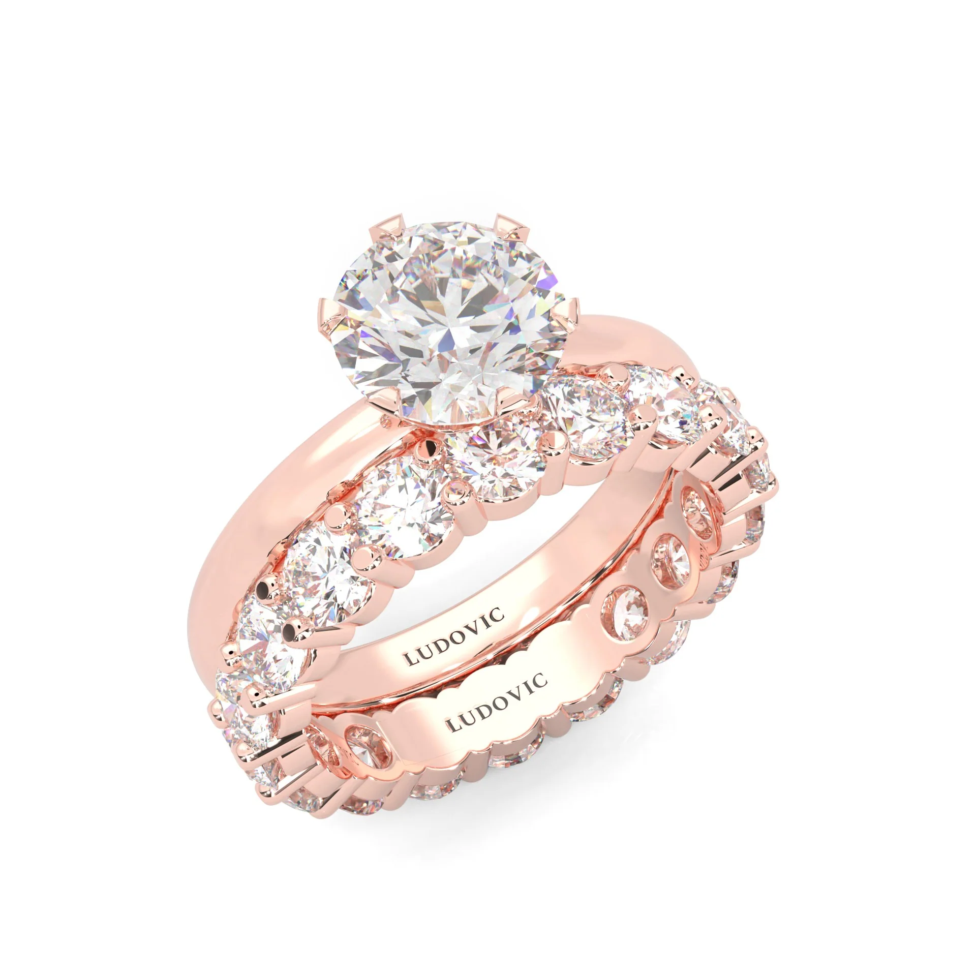The Classic Moissanite Wedding Set II (14k Solid Rose Gold) - Image 7