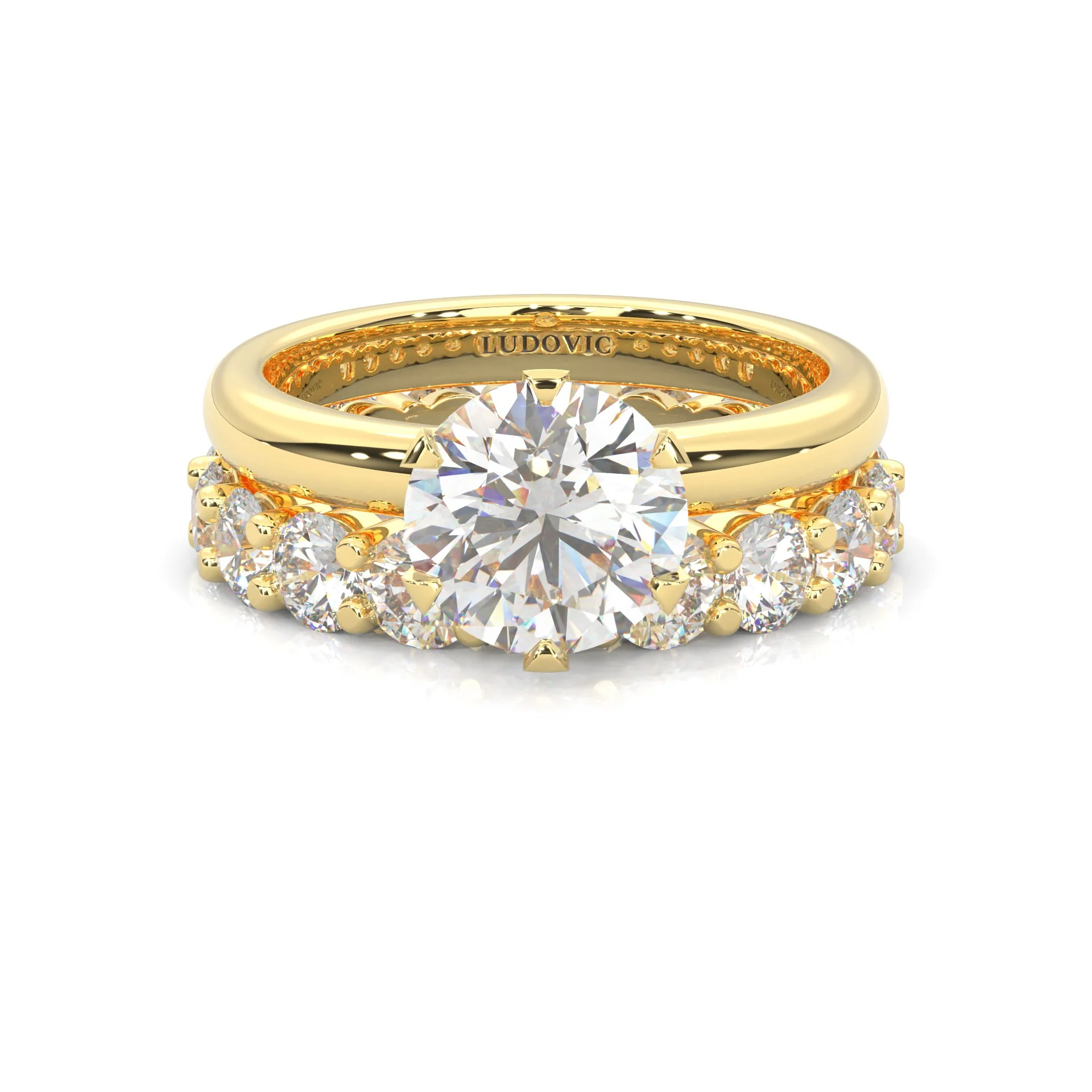 The Classic Moissanite Wedding Set II (14k Solid Yellow Gold)