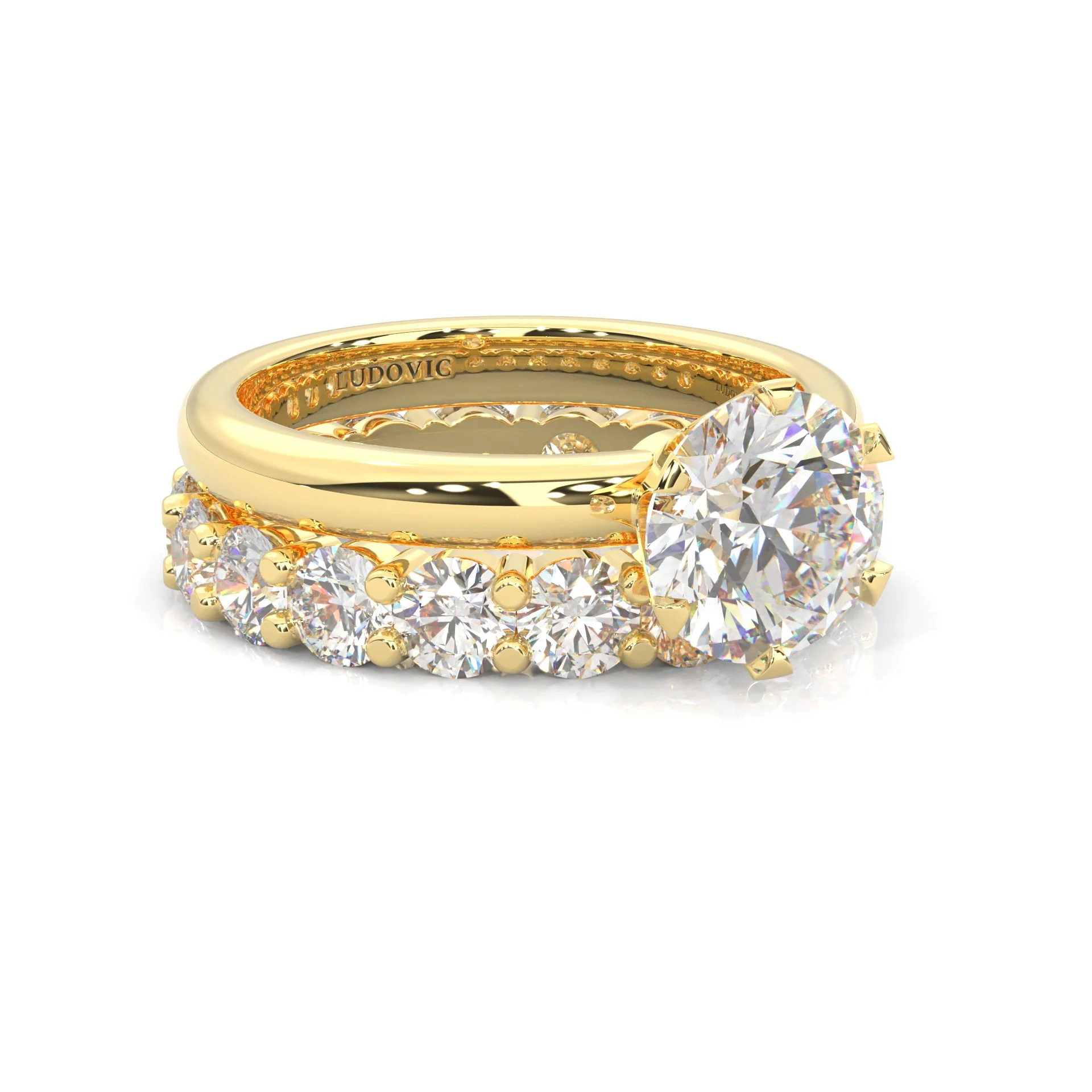 The Classic Moissanite Wedding Set II (14k Solid Yellow Gold) - Image 3