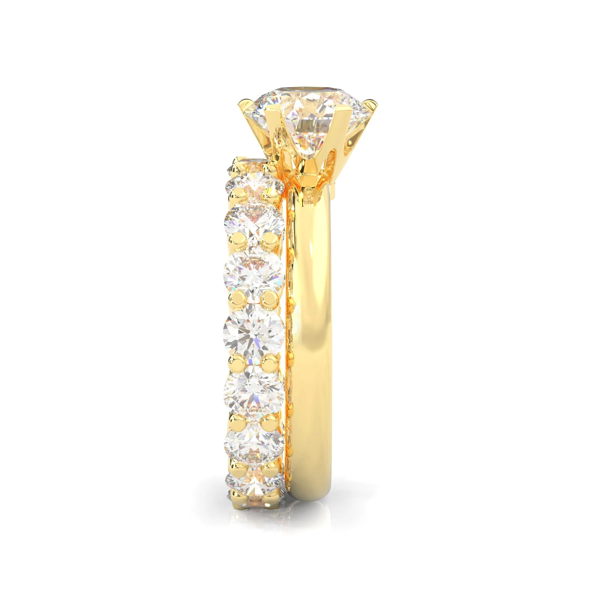 The Classic Moissanite Wedding Set II (14k Solid Yellow Gold) - Image 4