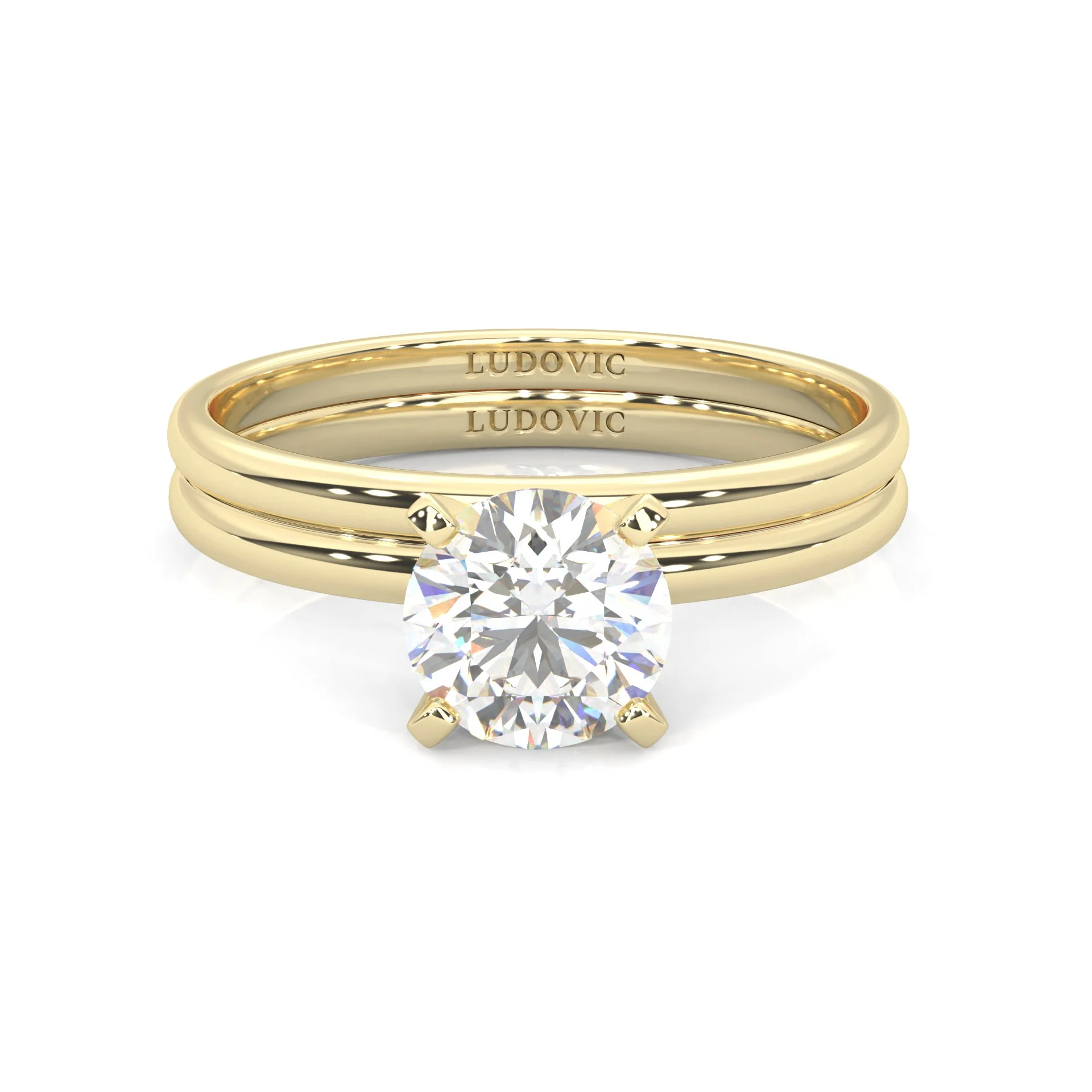 The Classic Moissanite Wedding Set ( Yellow Gold )