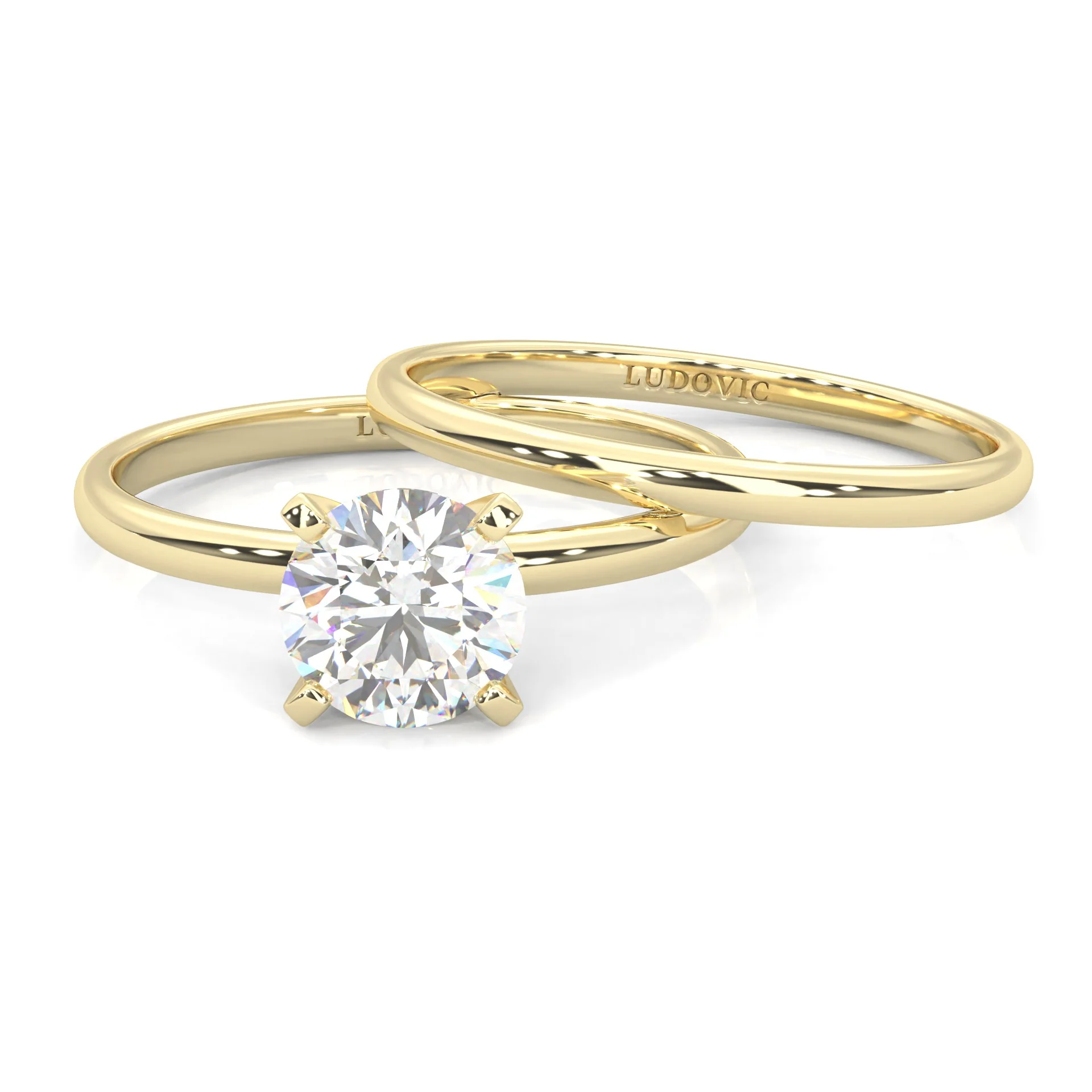 The Classic Moissanite Wedding Set ( Yellow Gold ) - Image 2