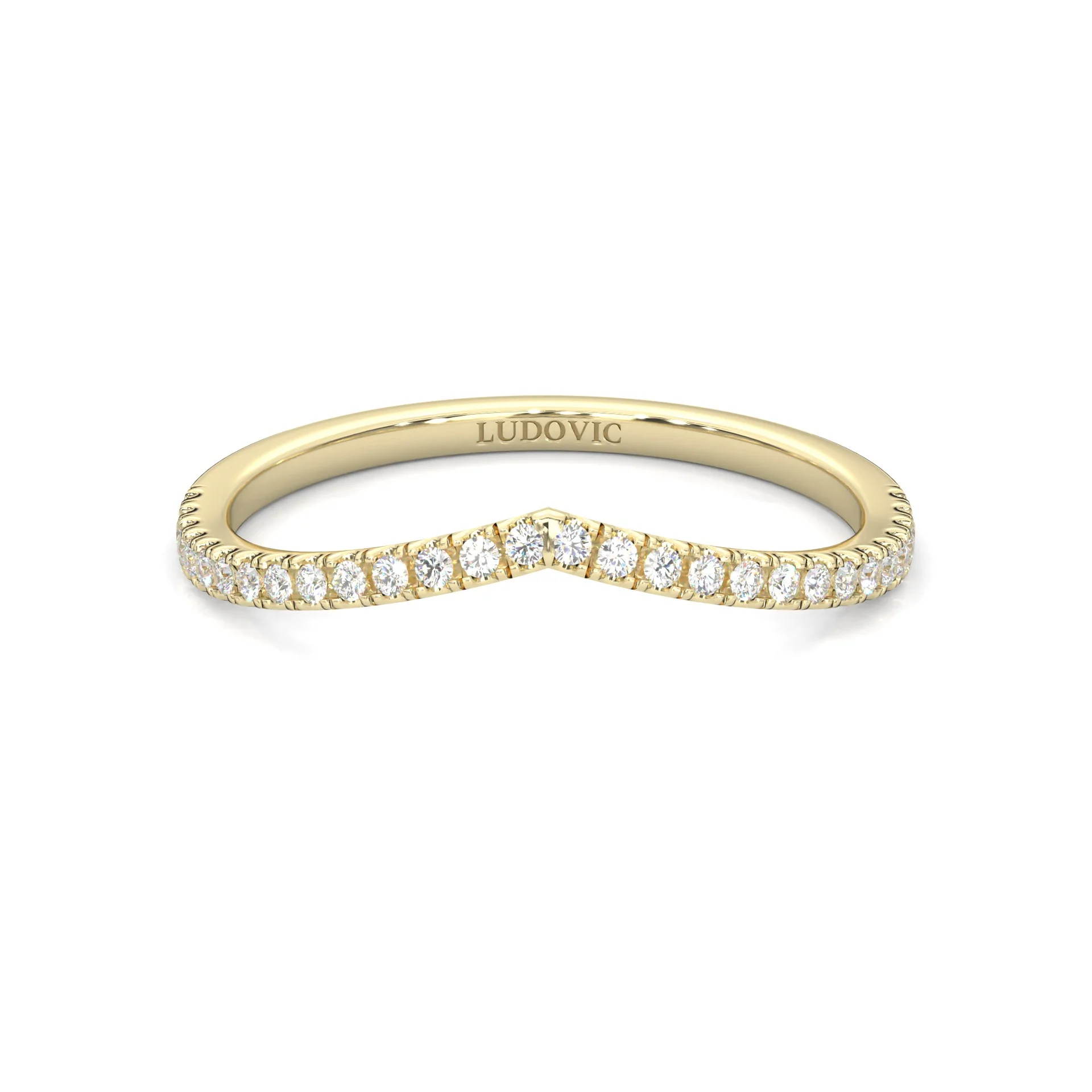 The Curved Swan Moissanite Wedding band ( Yellow Gold )