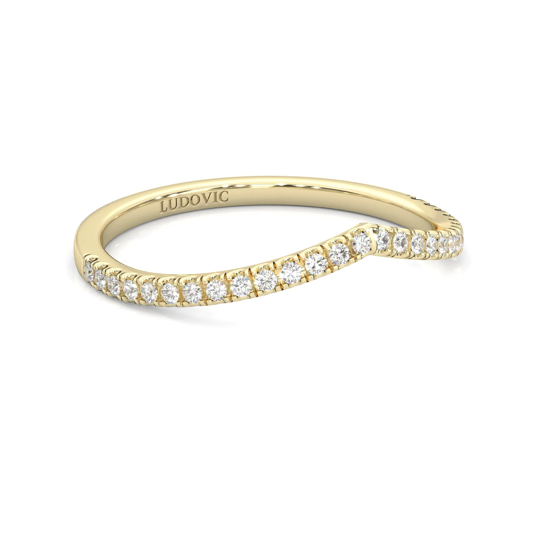 The Curved Swan Moissanite Wedding band ( Yellow Gold ) - Image 2