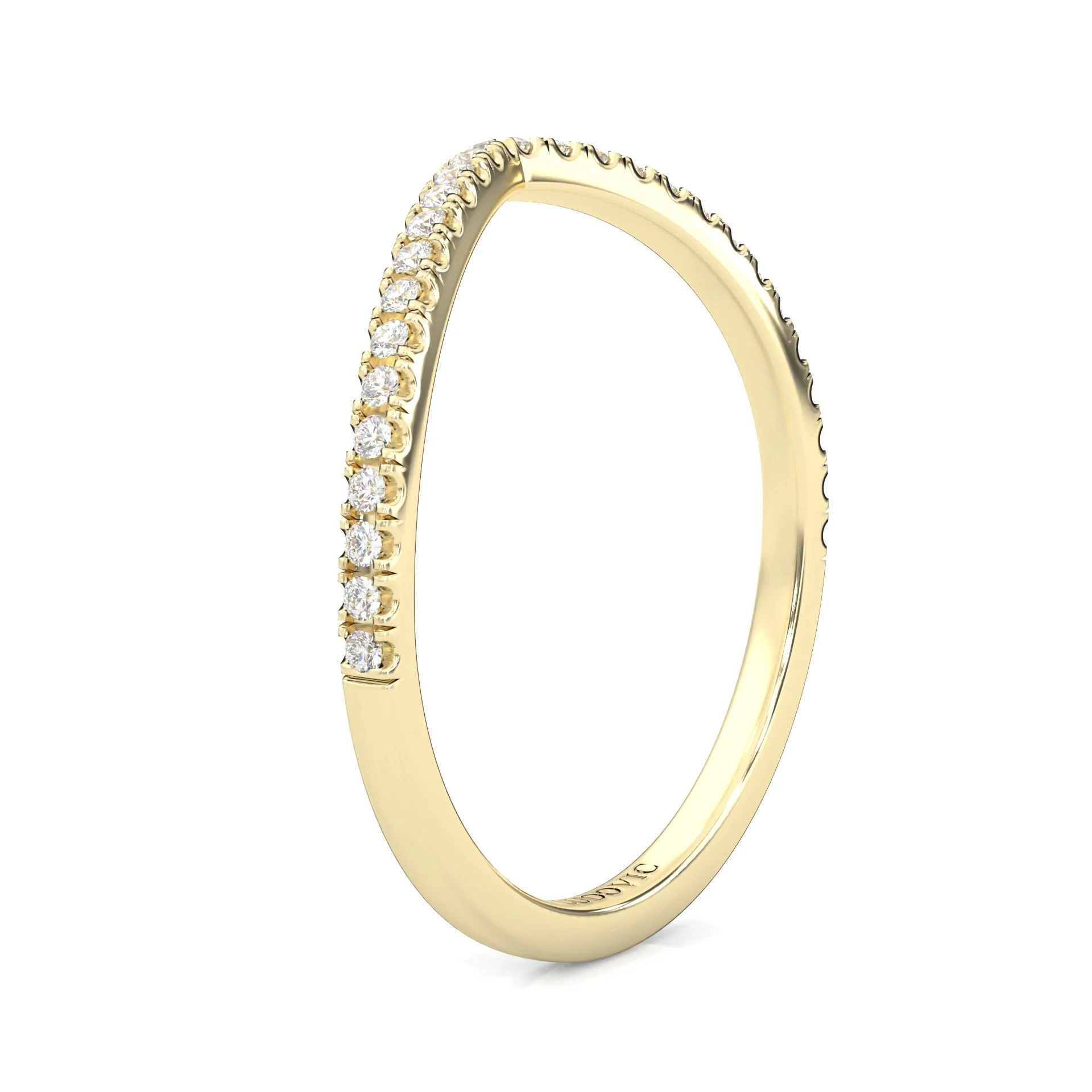 The Curved Swan Moissanite Wedding band ( Yellow Gold ) - Image 4