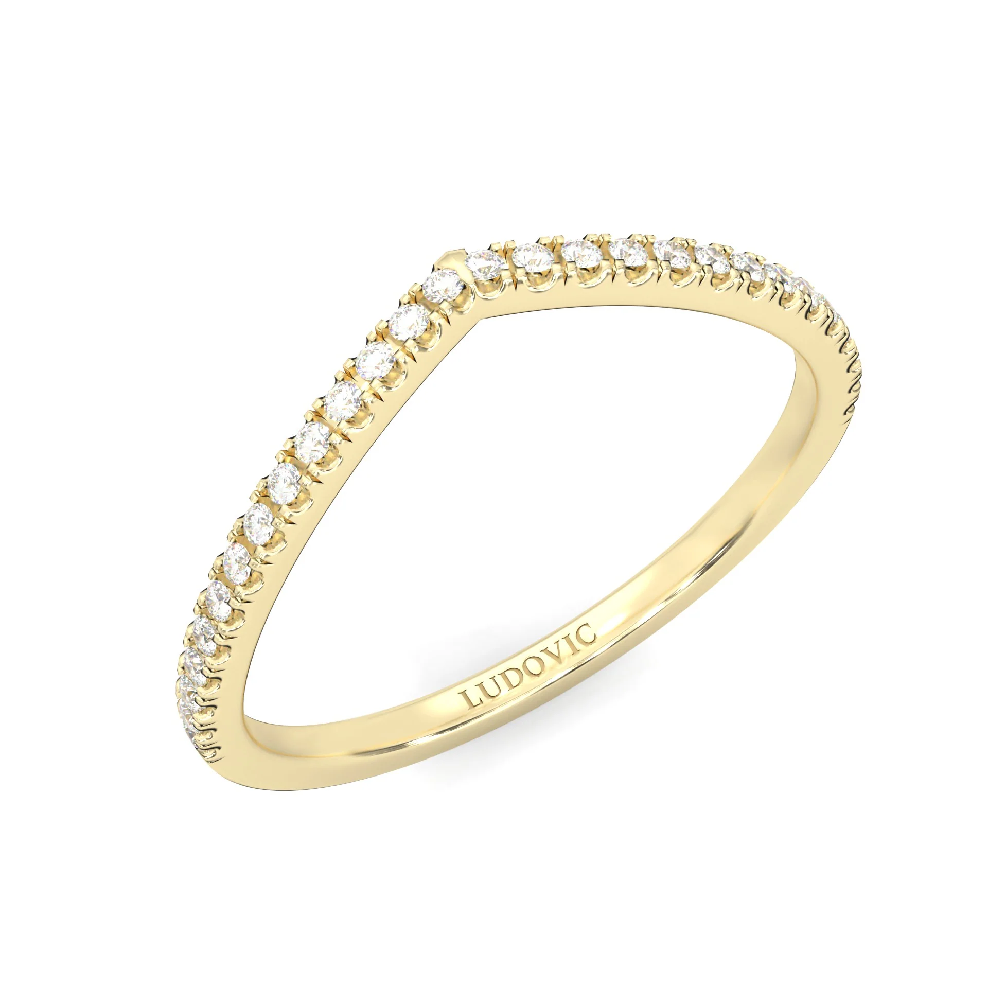 The Curved Swan Moissanite Wedding band ( Yellow Gold ) - Image 6