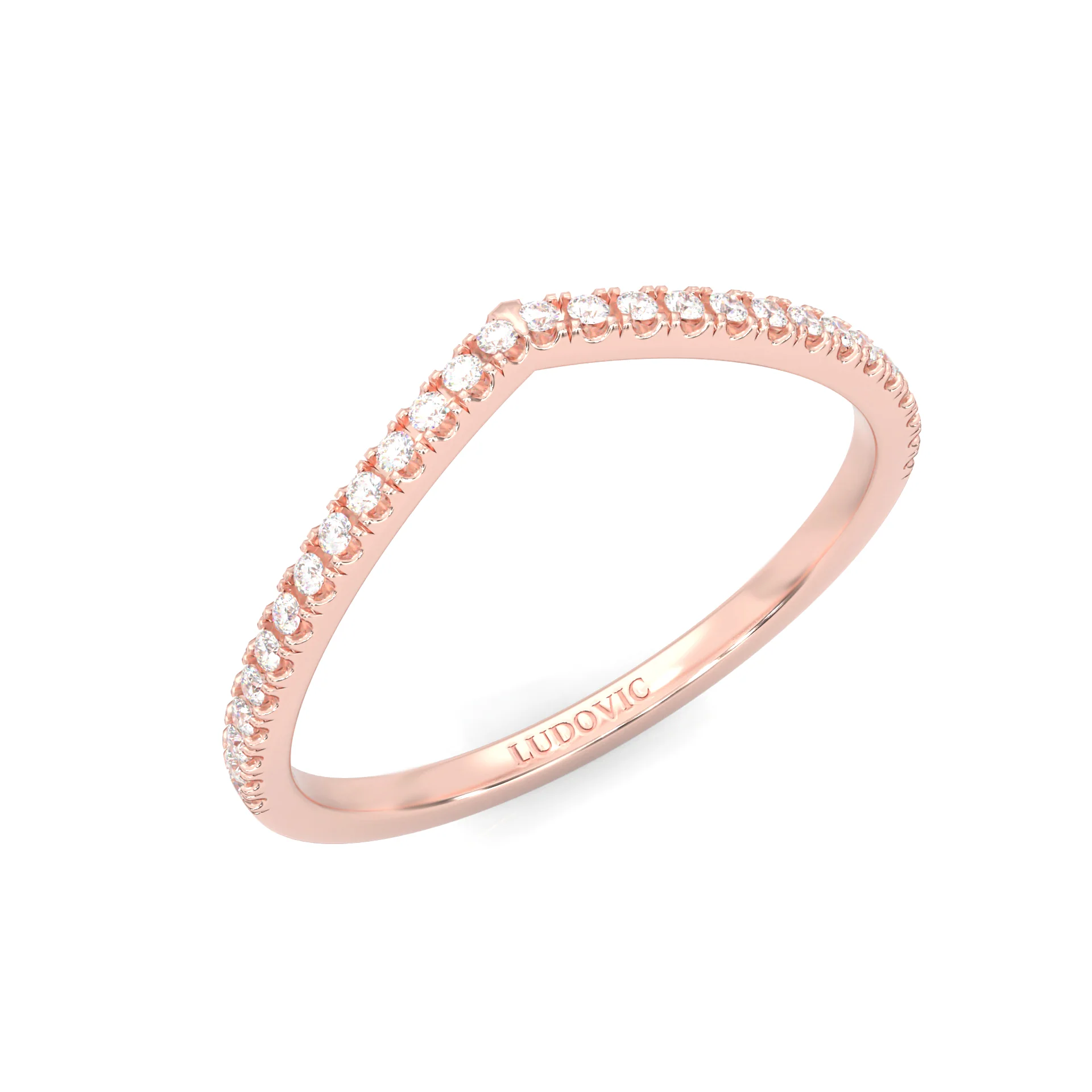 The Curved Swan Moissanite Wedding Band (Rose Gold ) - Image 7