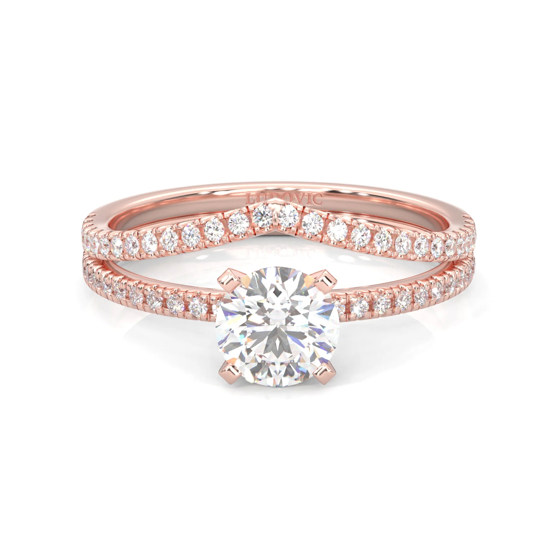 The Curved Swan Moissanite Wedding Set ( Rose Gold )