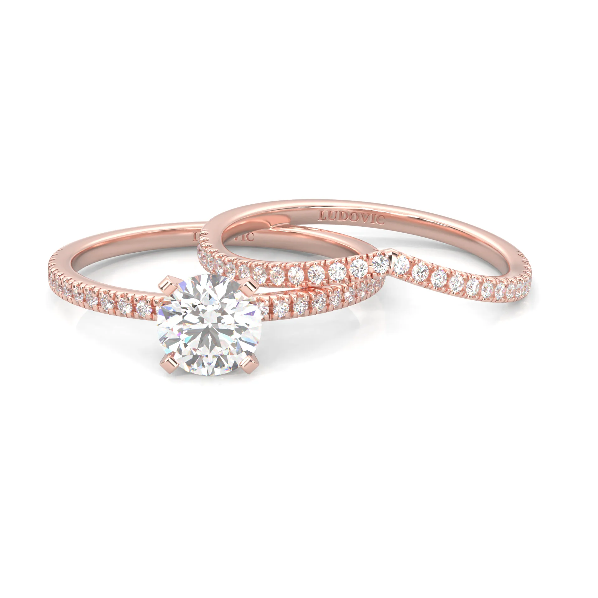 The Curved Swan Moissanite Wedding Set ( Rose Gold ) - Image 14