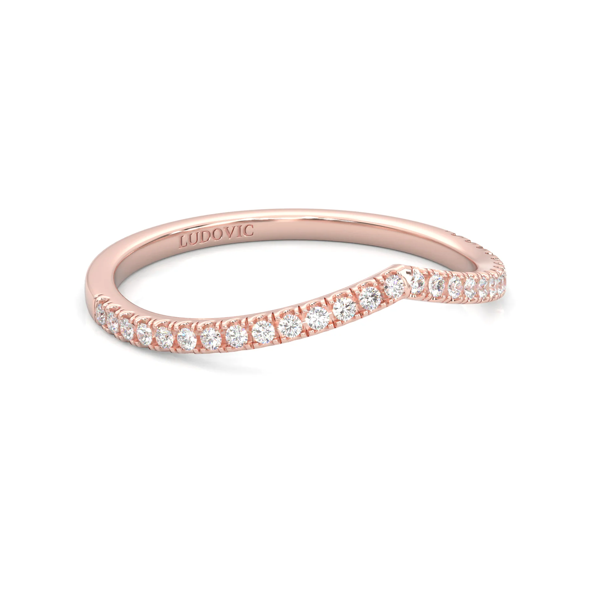 The Curved Swan Moissanite Wedding Set ( Rose Gold ) - Image 9