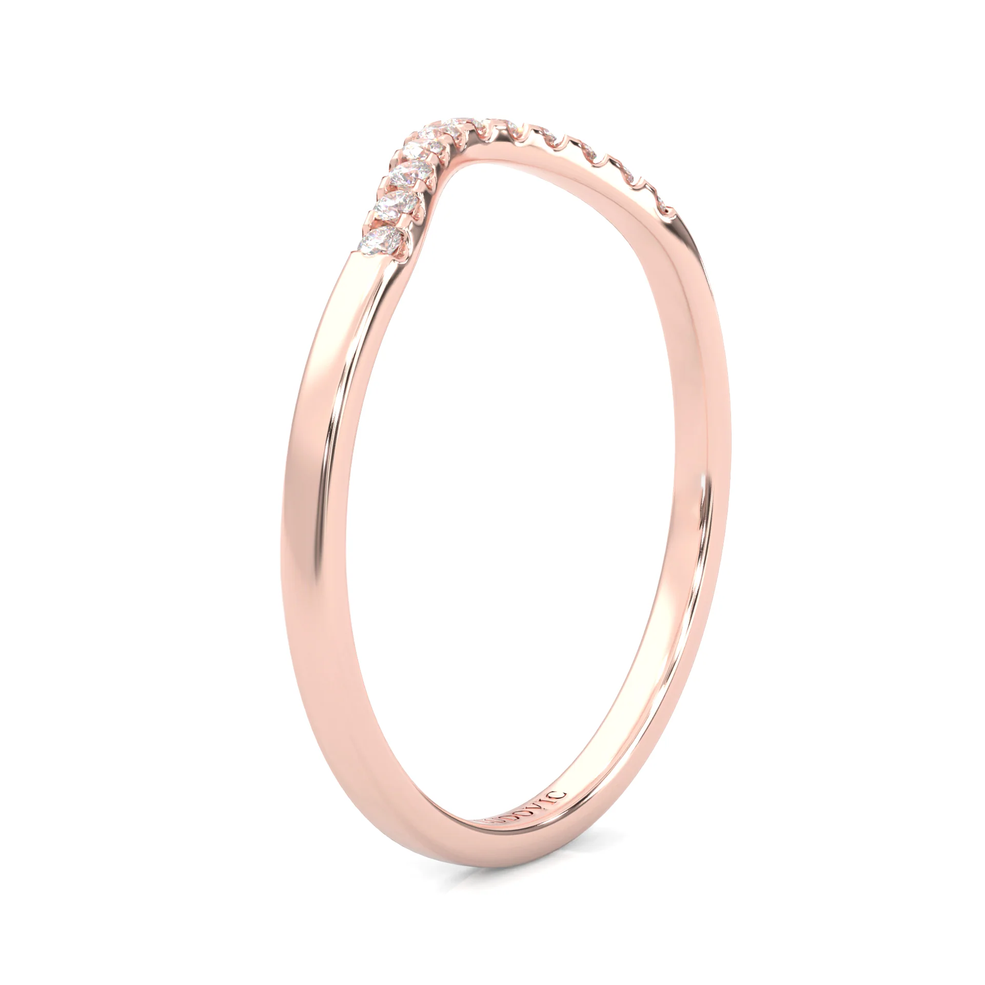 The Elated Palm Moissanite Wedding Band ( Rose Gold ) - Image 5