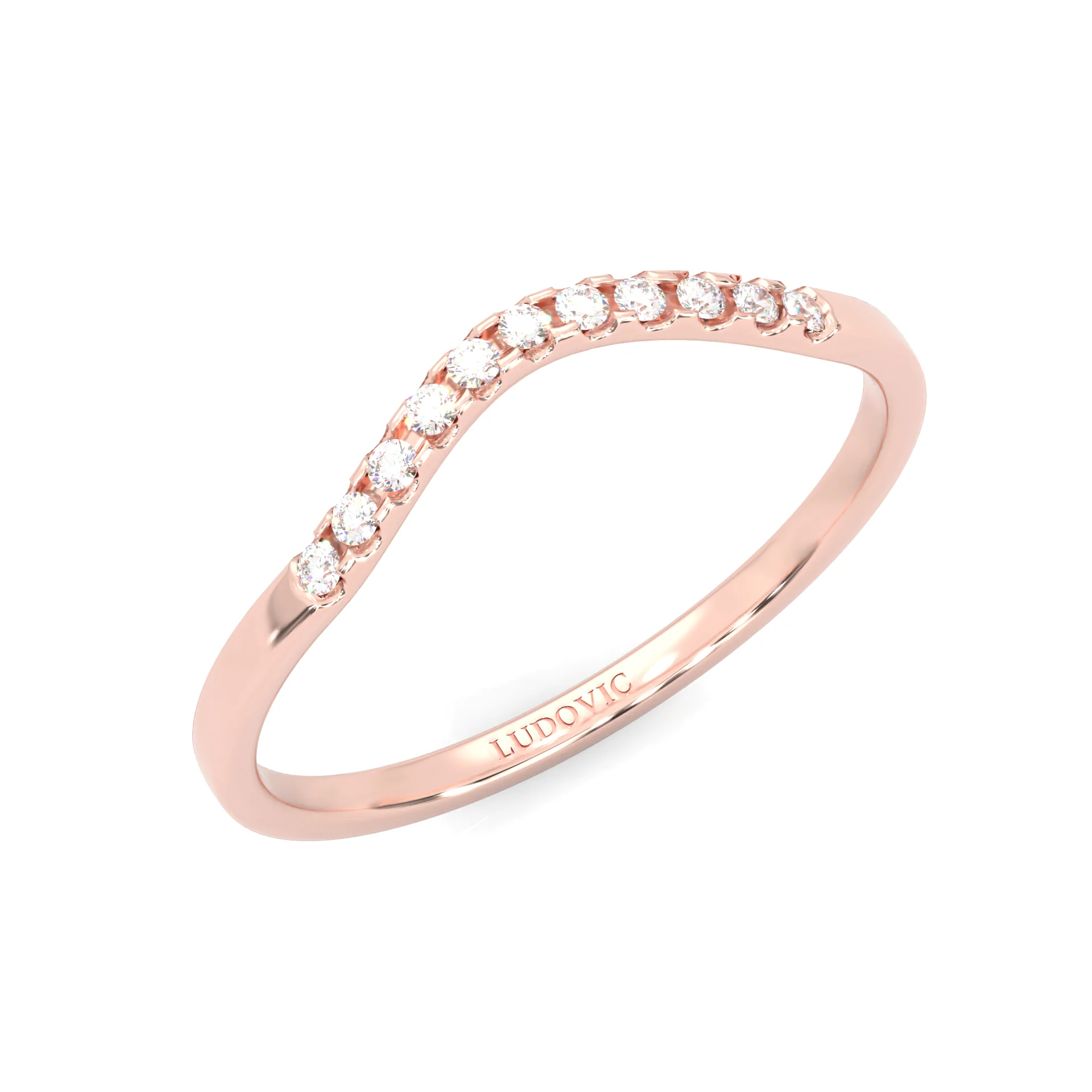 The Elated Palm Moissanite Wedding Band ( Rose Gold ) - Image 7