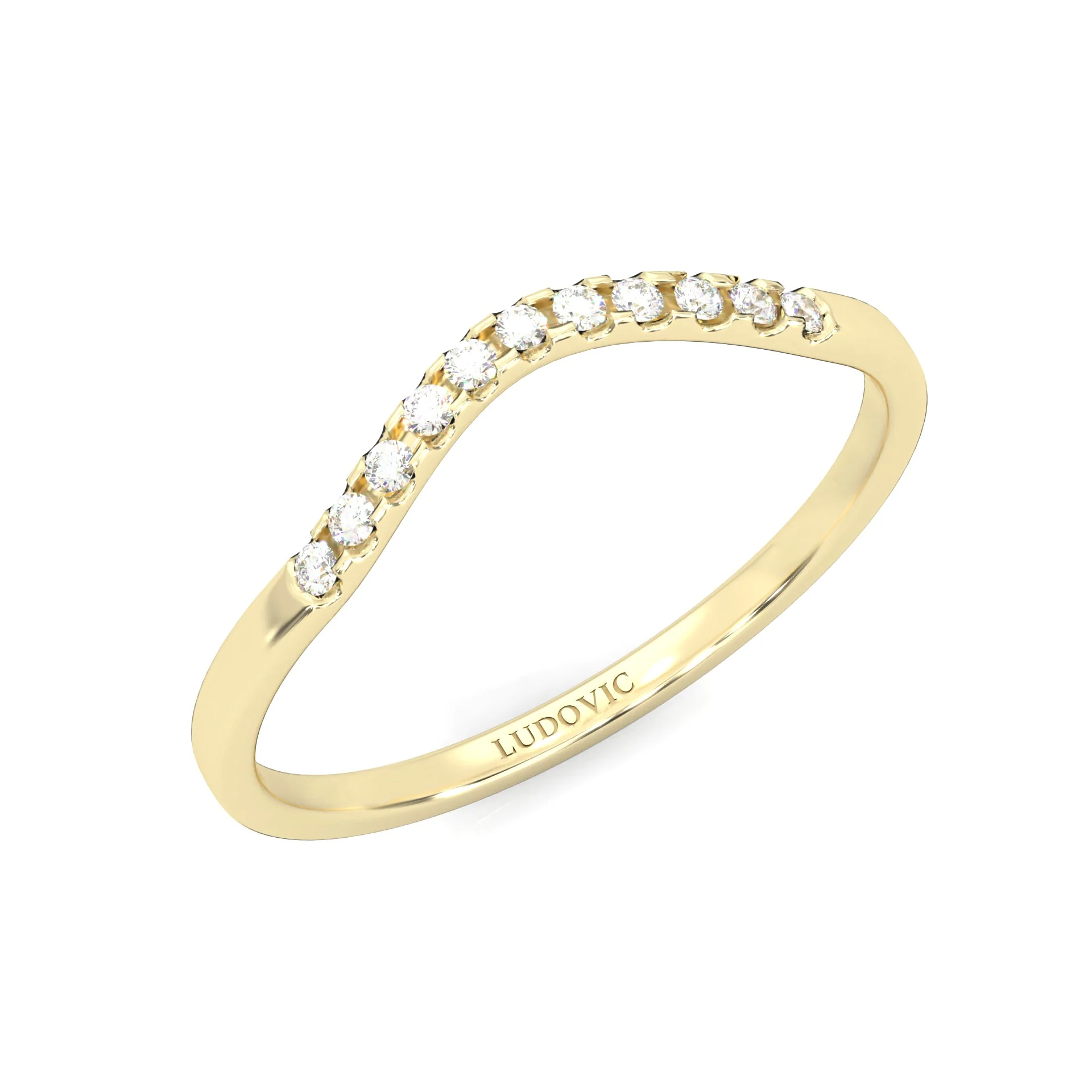 The Elated Palm Moissanite Wedding Band ( Yellow Gold ) - Image 6