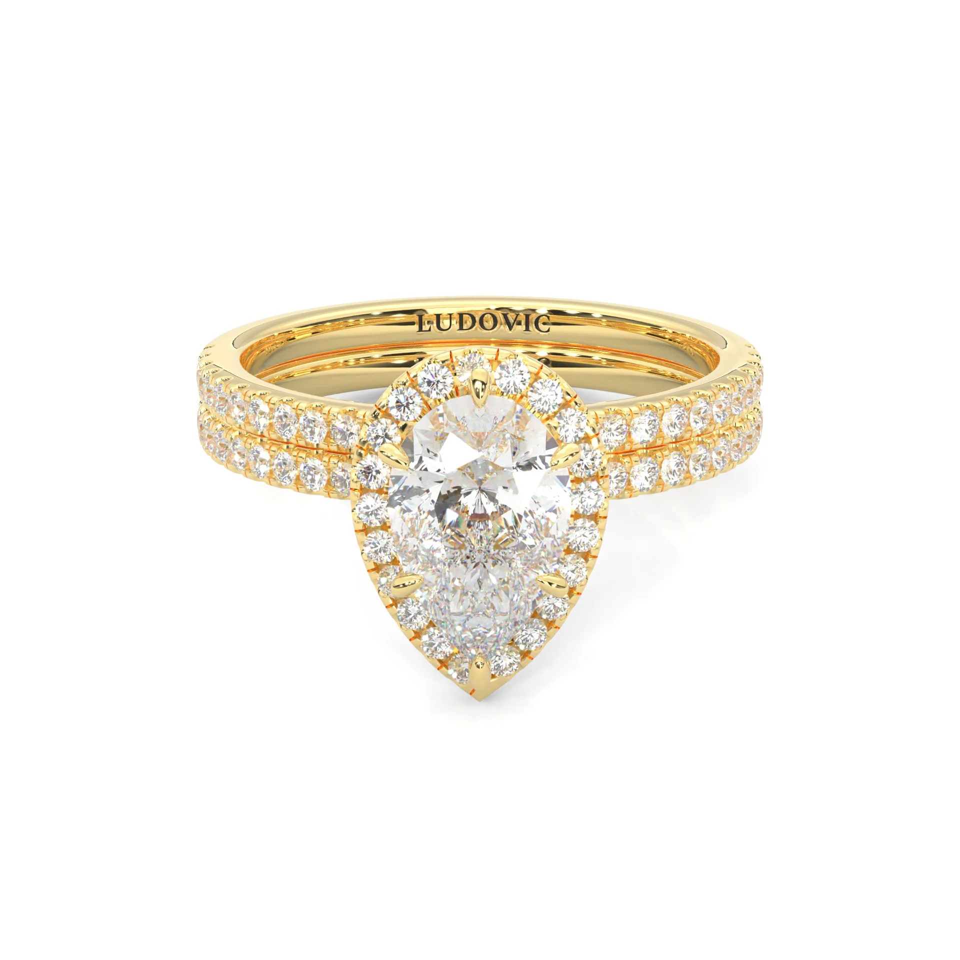 Valora Moissanite Wedding Set (14k Solid Yellow Gold)