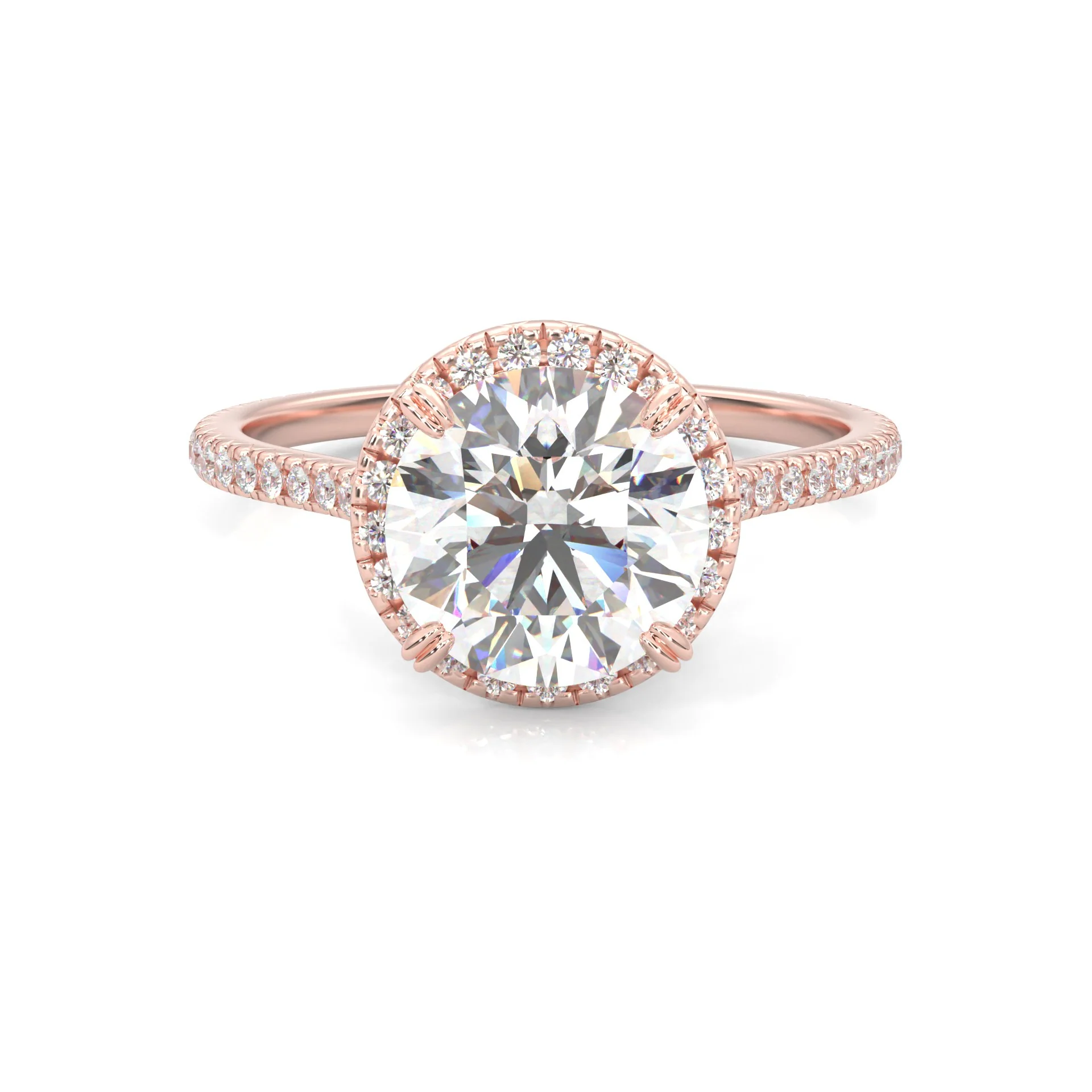 The Luminous Halo Moissanite Engagement Ring ( Rose Gold 14K )