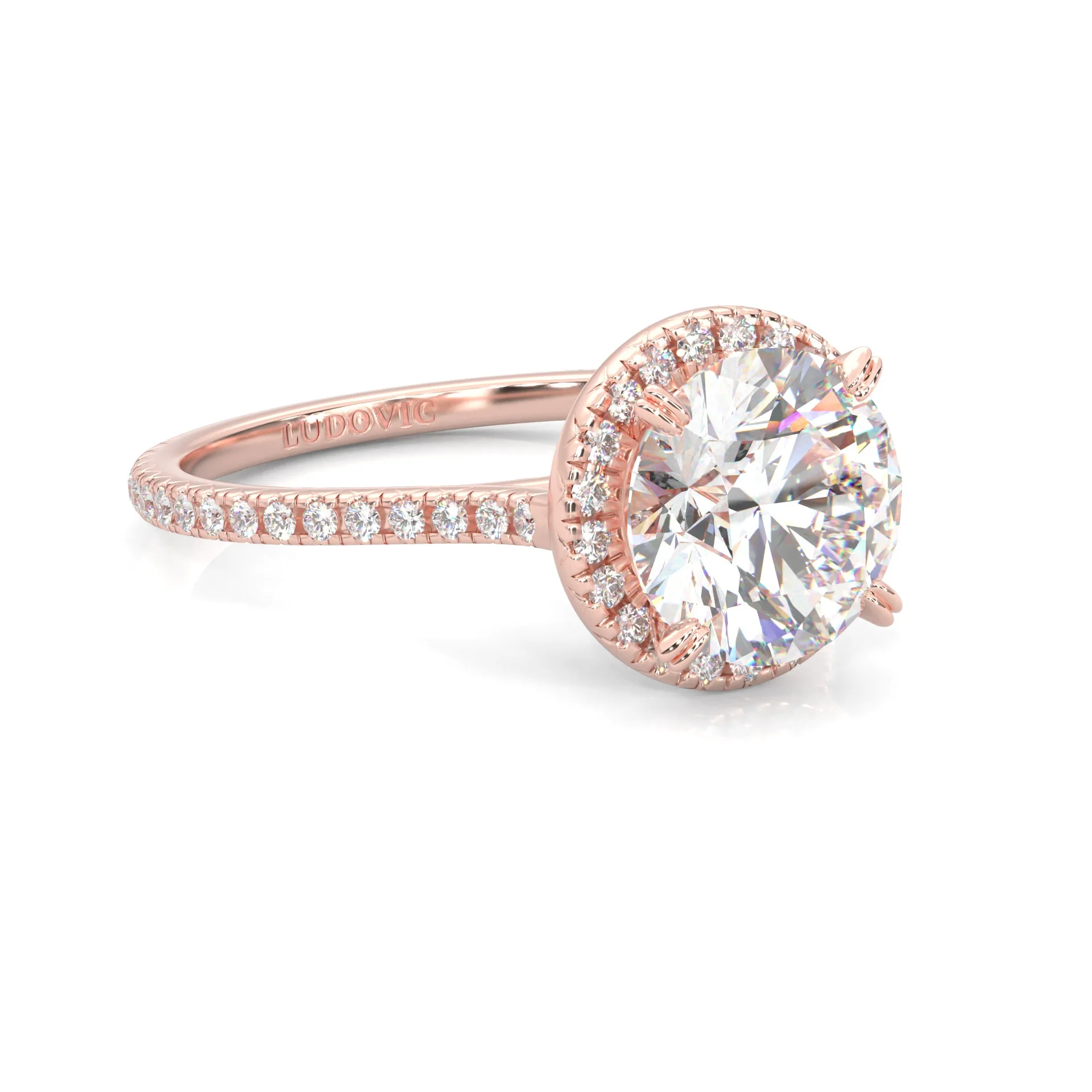 The Luminous Halo Moissanite Engagement Ring ( Rose Gold 14K ) - Image 3