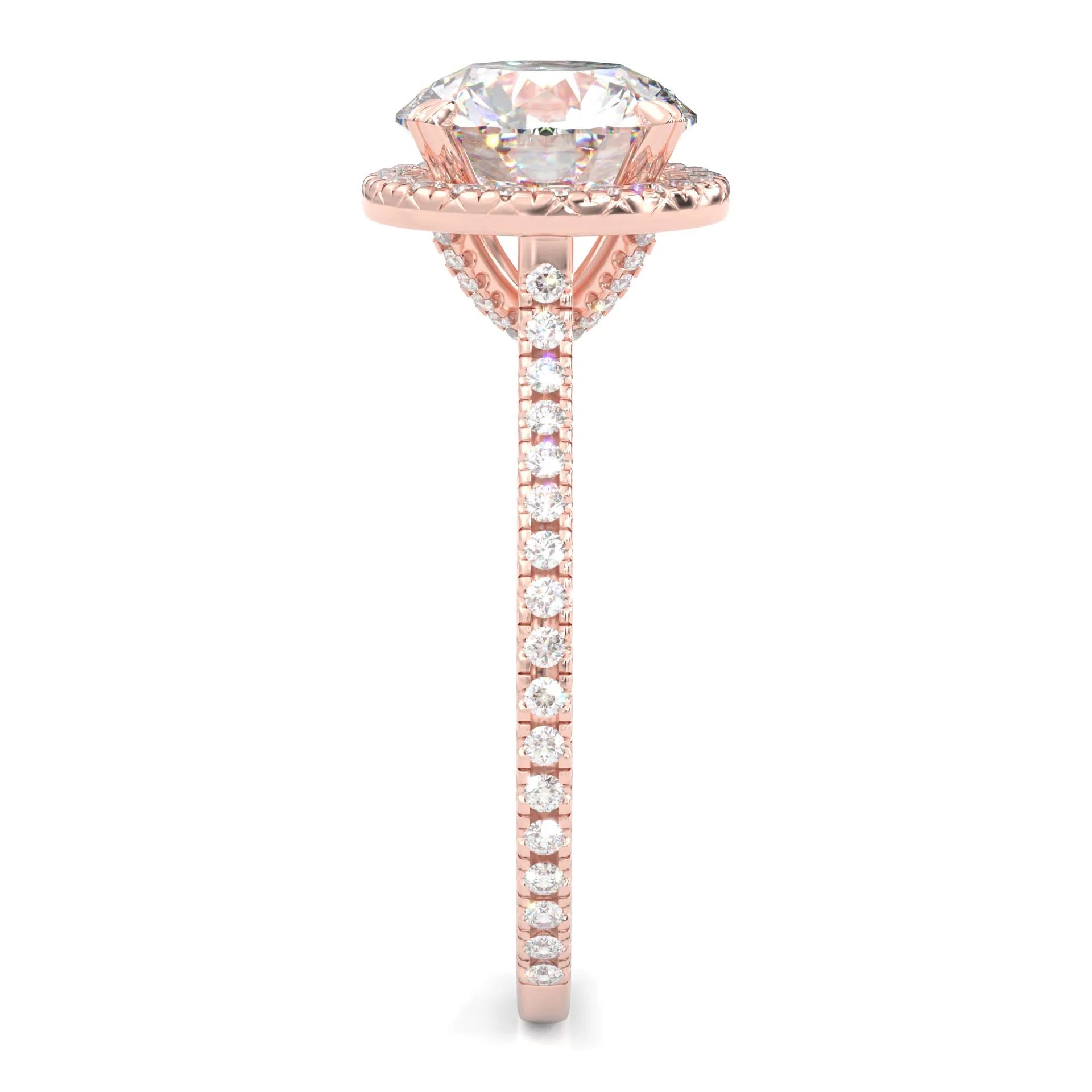 The Luminous Halo Moissanite Engagement Ring ( Rose Gold 14K ) - Image 4