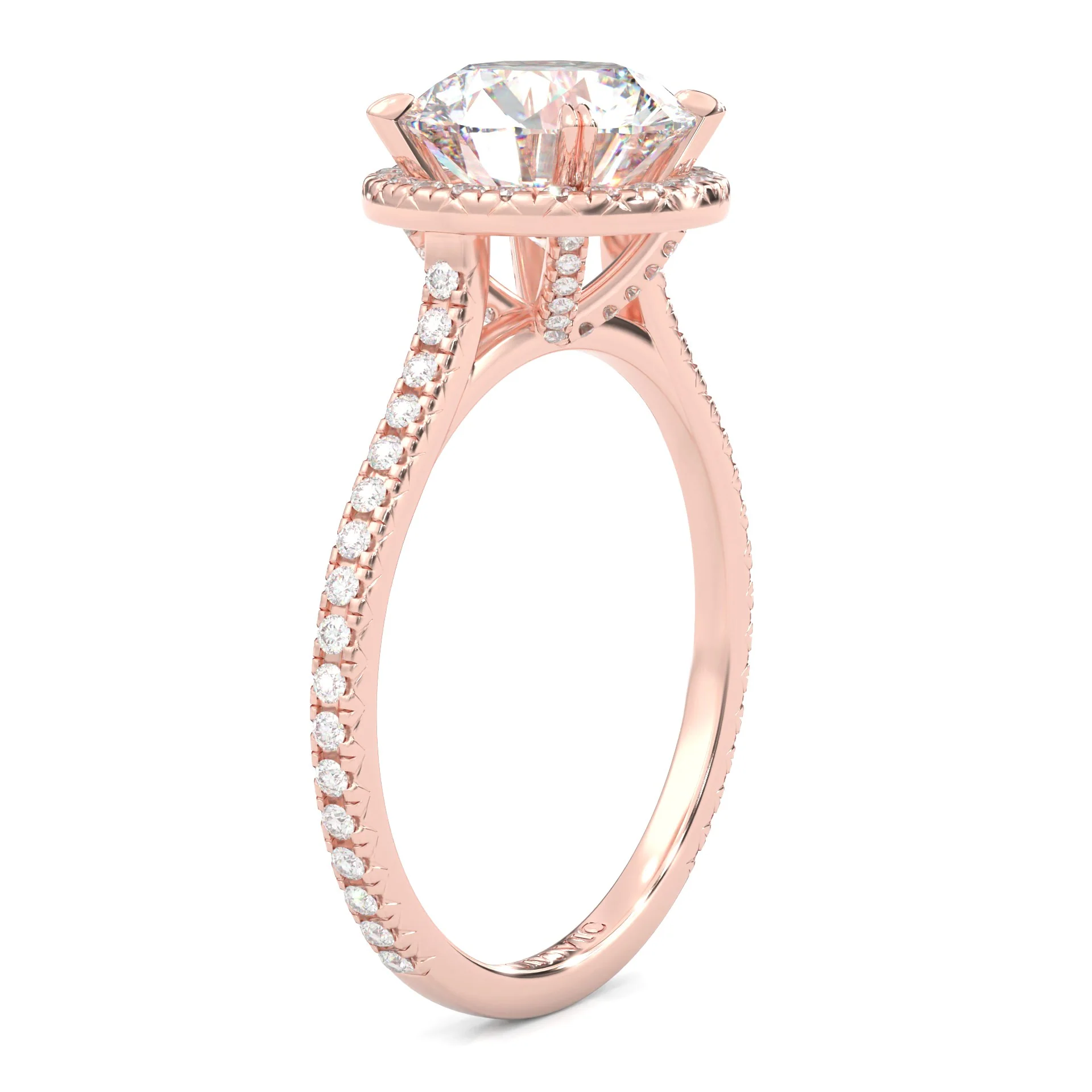 The Luminous Halo Moissanite Engagement Ring ( Rose Gold 14K ) - Image 5