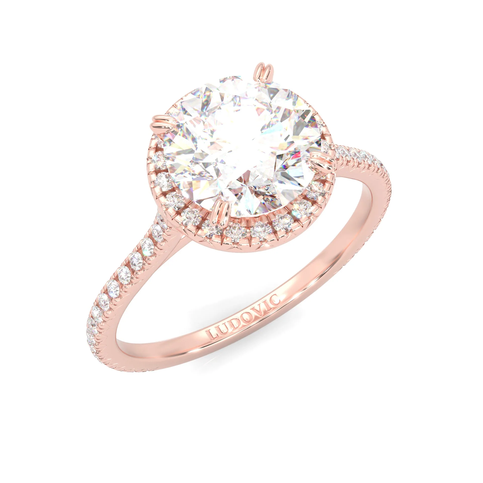 The Luminous Halo Moissanite Engagement Ring ( Rose Gold 14K ) - Image 7