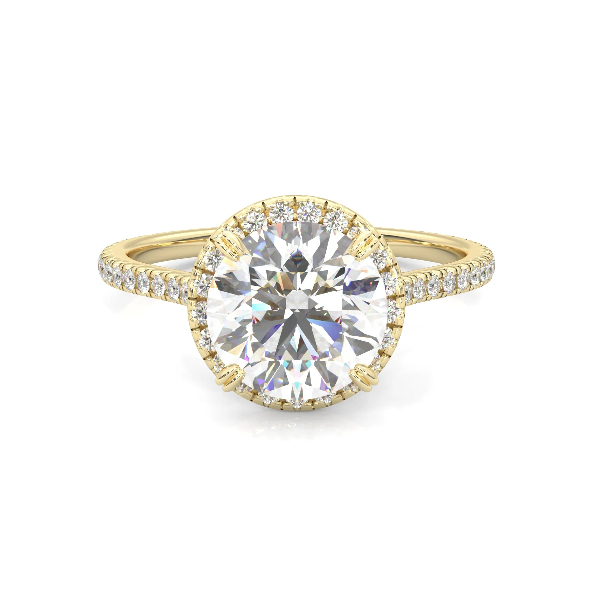The Luminous Halo Moissanite Engagement Ring ( Yellow Gold 14K )