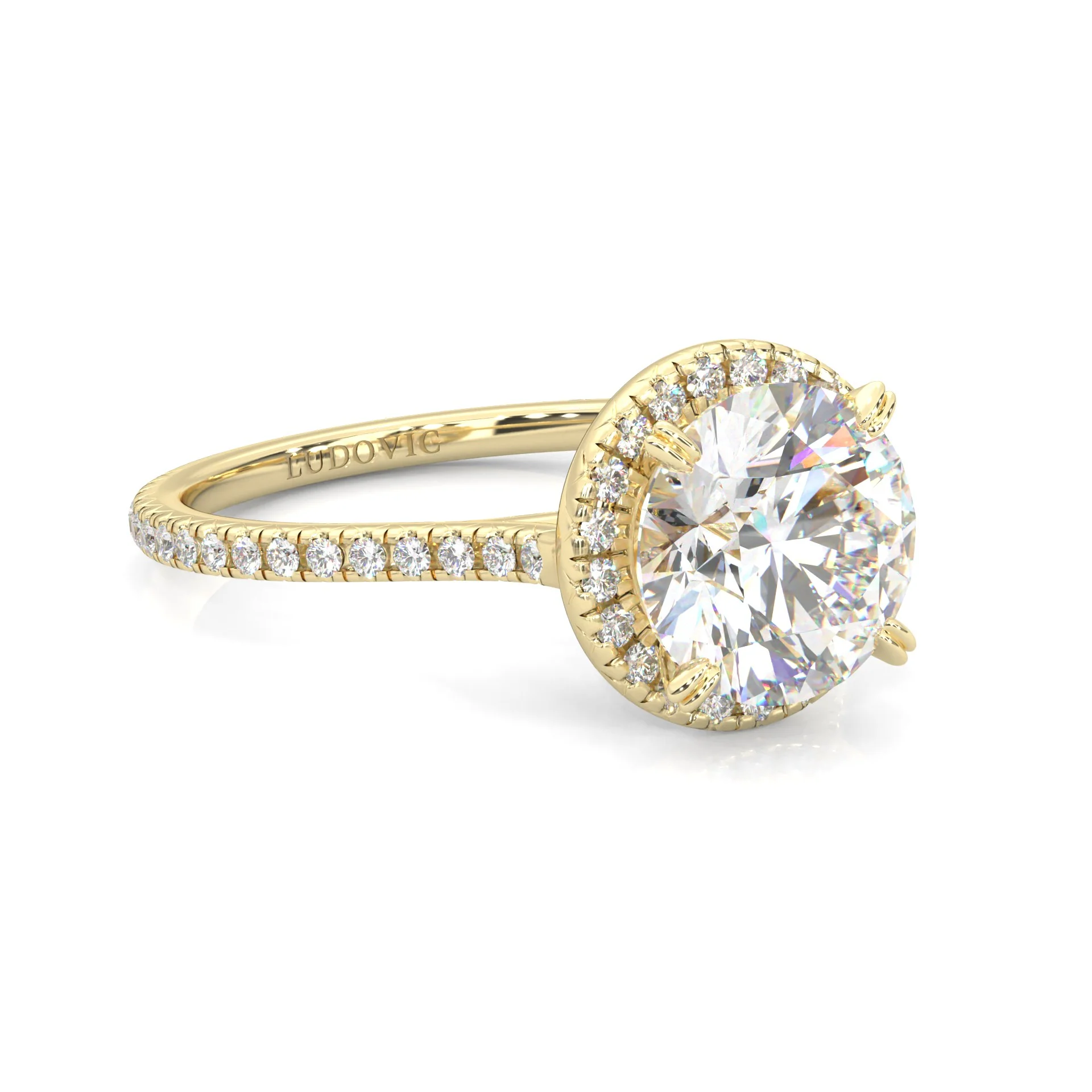 The Luminous Halo Moissanite Engagement Ring ( Yellow Gold 14K ) - Image 2