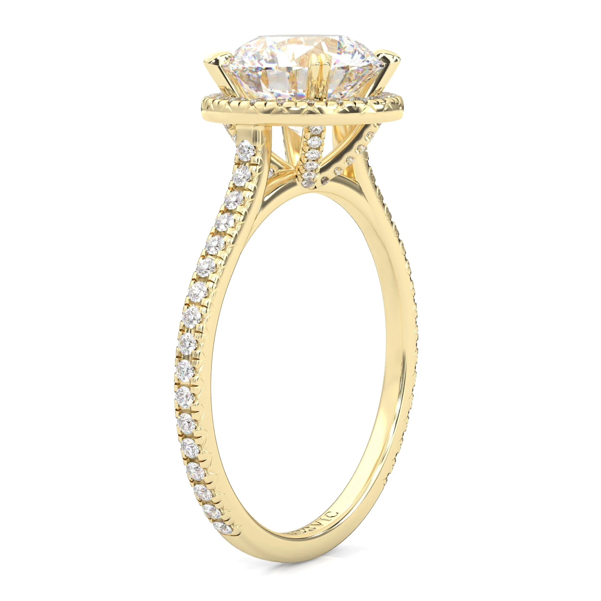The Luminous Halo Moissanite Engagement Ring ( Yellow Gold 14K ) - Image 4